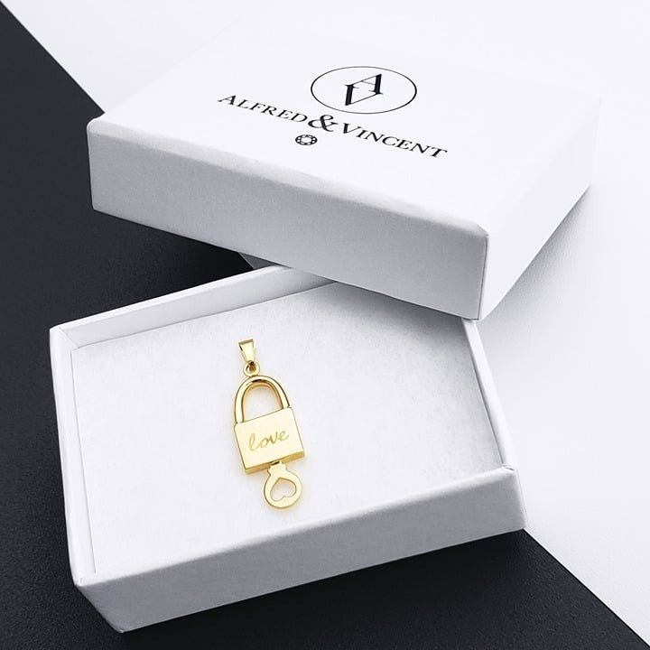Other Love Script Padlock Heart Key Charm 14k Yellow Gold Pendant Size ONE SIZE - 1 Thumbnail