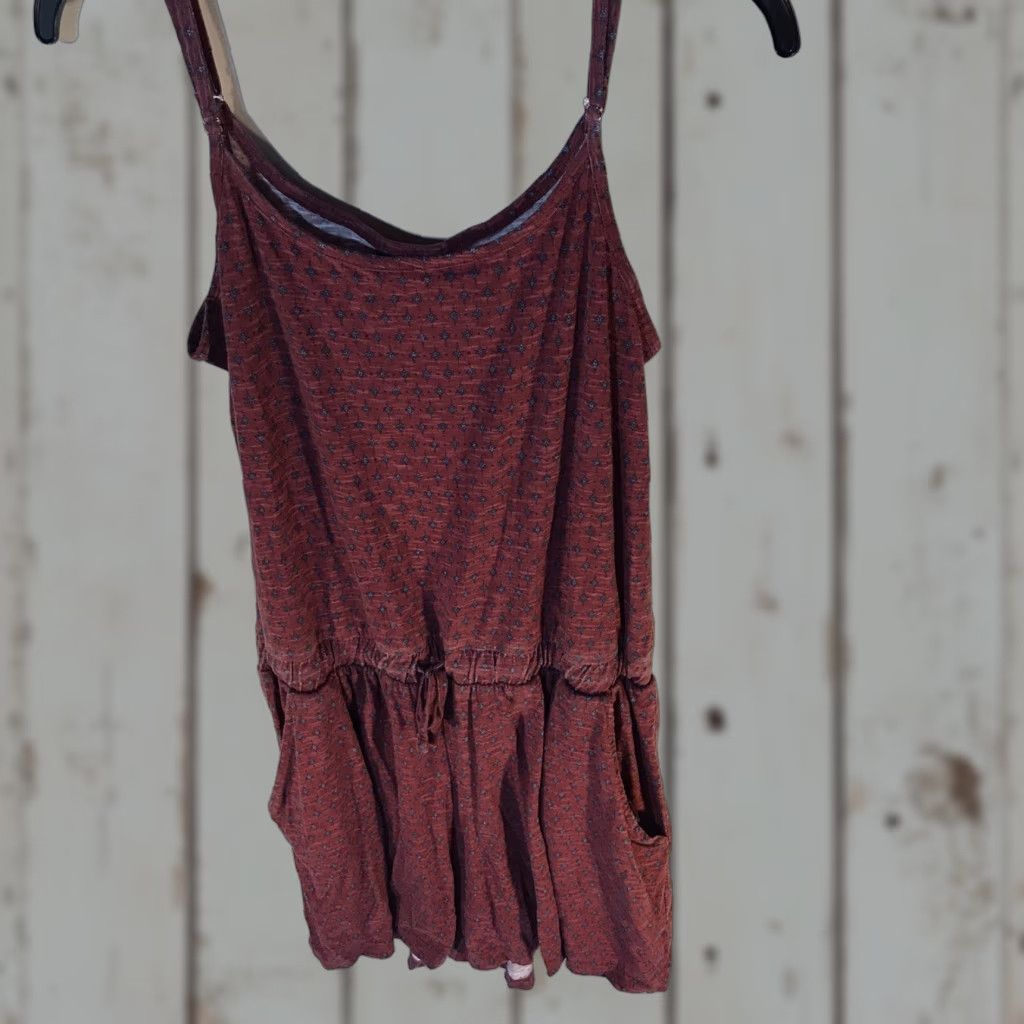 Vintage Gina Floral Strappy Jumpsuit Shorts Womens Size L Burgundy/Blue Activewear Size 36" / US 14 / IT 50 - 1 Thumbnail