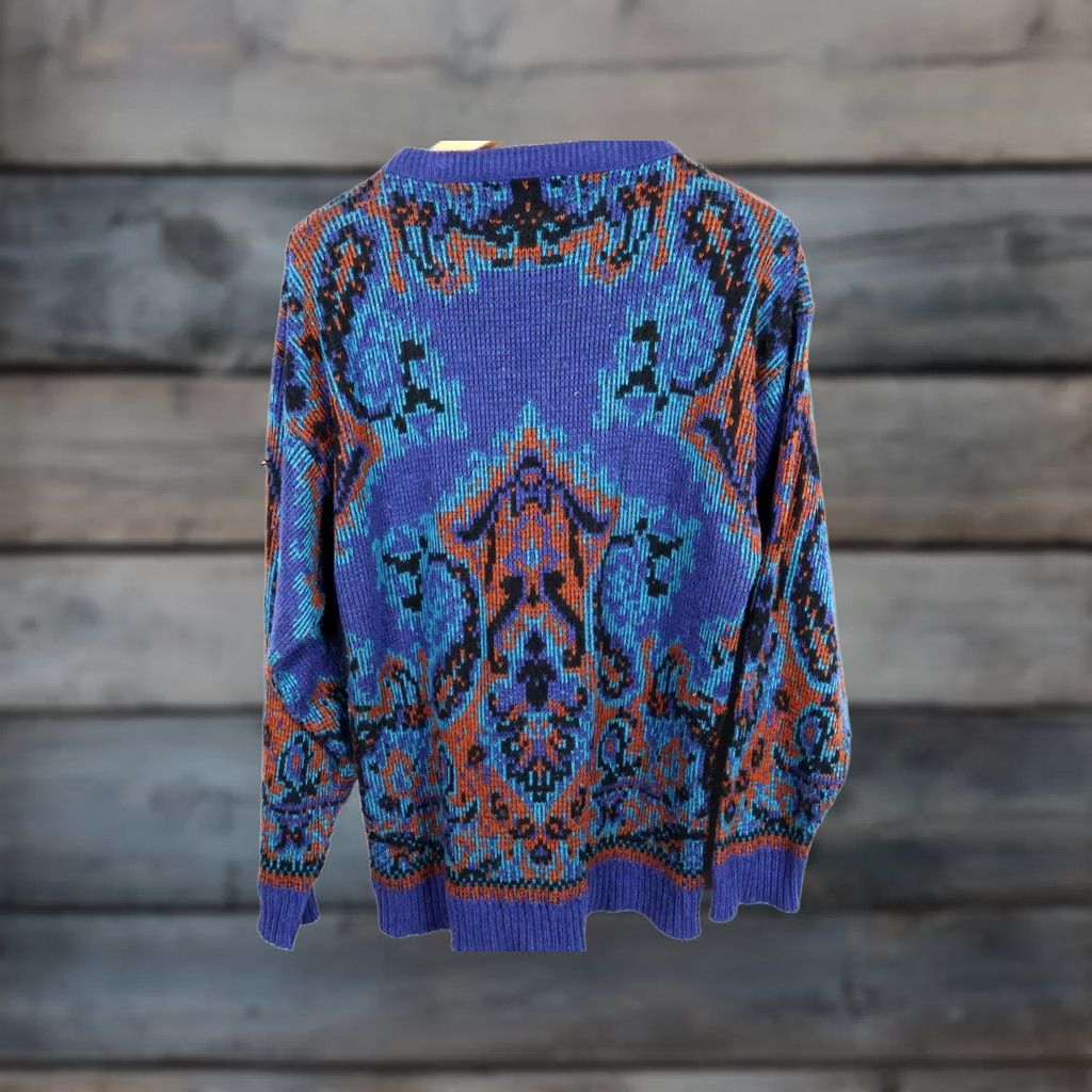 Vintage VINTAGE Gitano Sweater Mens Large Blue Geometric Paisley Acrylic Knit Pullover 90s Casual Regular USA Made Mens Size US L / EU 52-54 / 3 - 1 Thumbnail