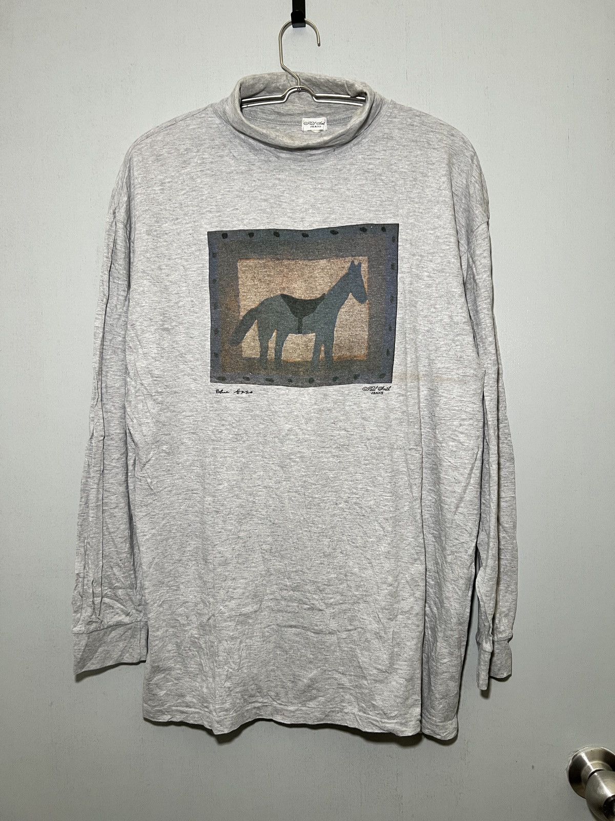Paul Smith × Vintage Vintage Paul Smith Jeans Blue Horse Turtleneck Shirt Size US L / EU 52-54 / 3 - 1 Thumbnail