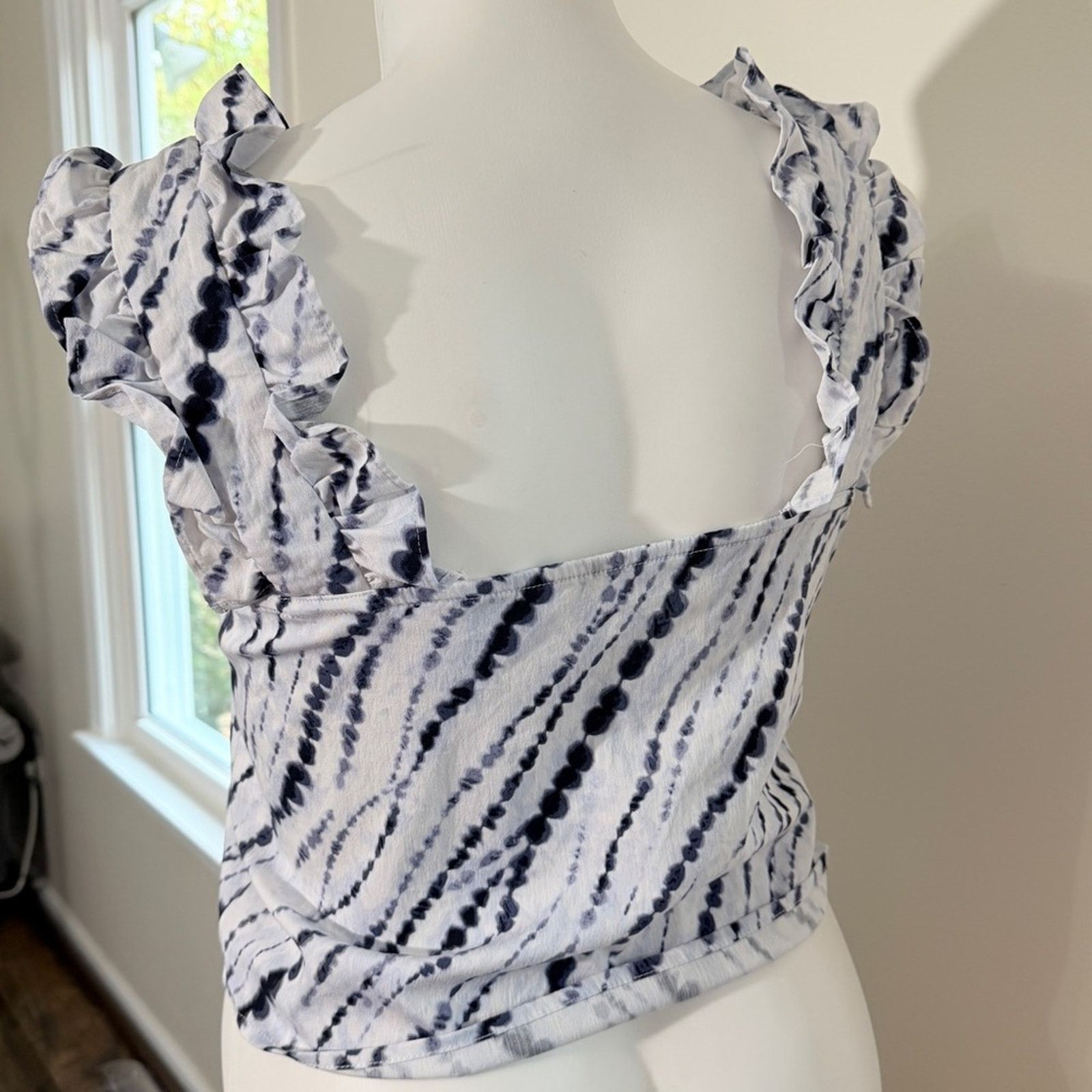I.N.C INC Ruffled Strap Black & White Tie-Dye Women's Top medium Size M / US 6-8 / IT 42-44 - 4 Thumbnail