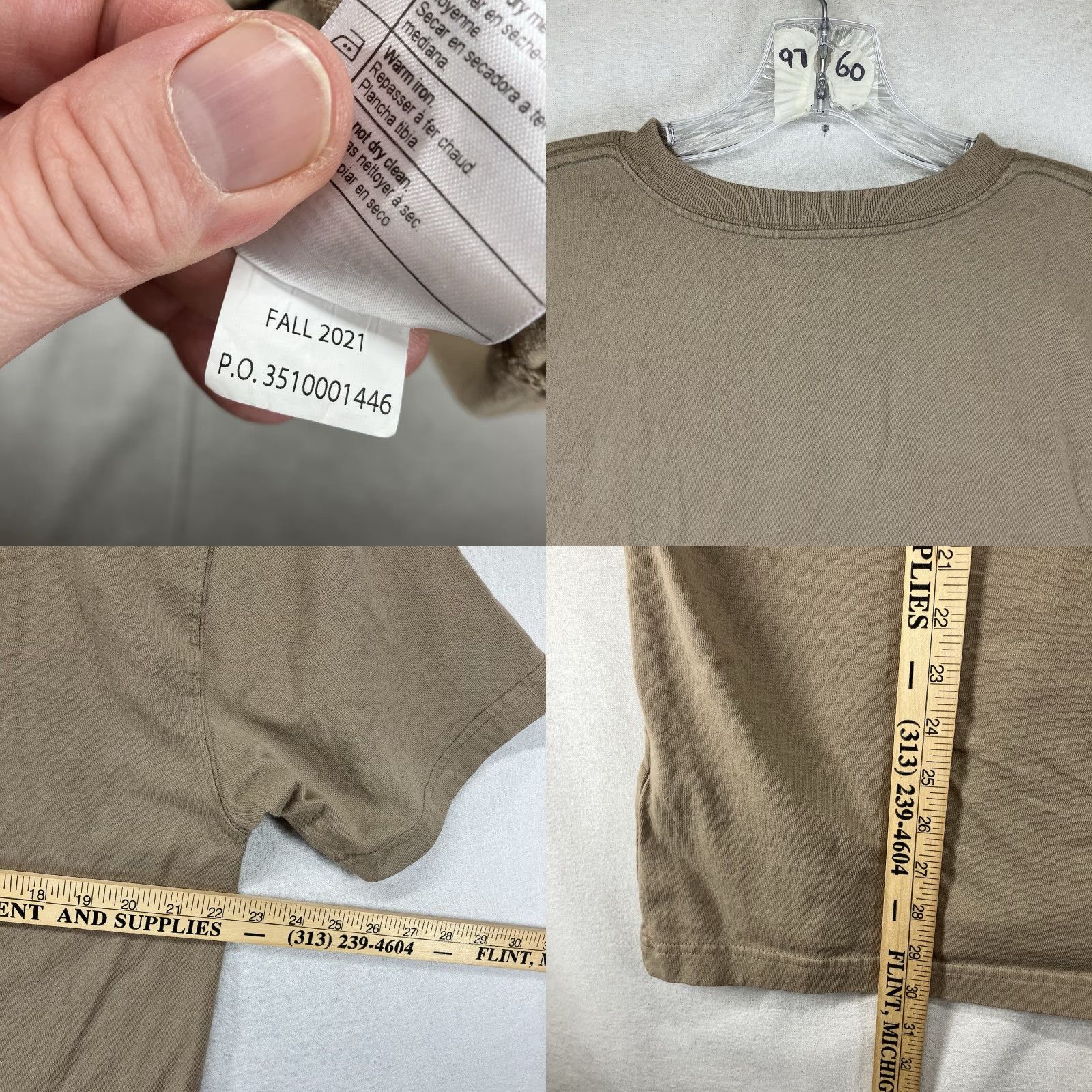 Carhartt Carhartt Mens M Short Sleeve T-Shirt Desert Brown Cotton Relaxed Fit Crew Neck Logo Pockets All Seasons Regular Type Shirt Size US M / EU 48-50 / 2 - 8 Thumbnail