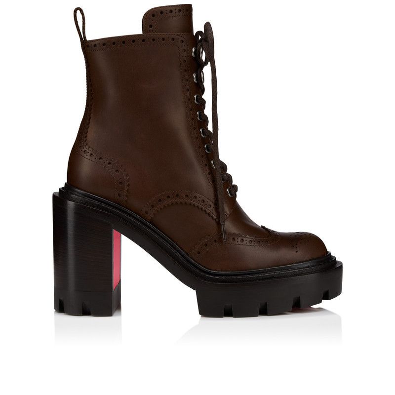 Christian Louboutin os11x0526 Lace Up College 100mm Boots in Dark Brown Size US 9 / IT 39 - 1 Thumbnail