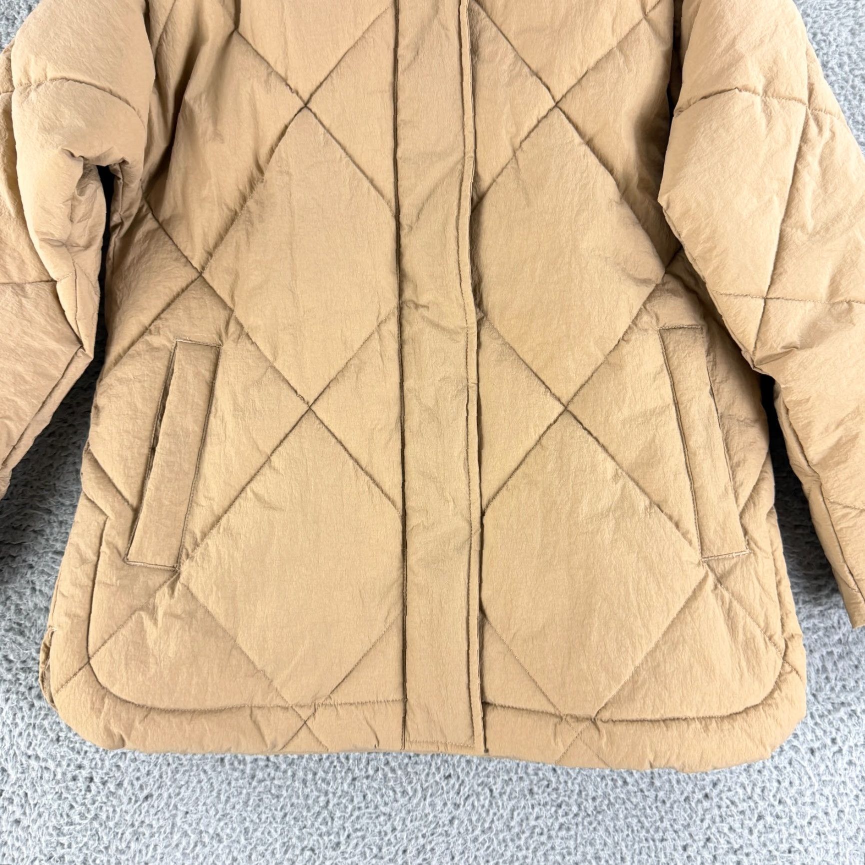 Madewell Madewell Holland Quilted Puffer Parka Jacket Womens XS Beige Hooded LS Size XS / US 0-2 / IT 36-38 - 4 Thumbnail