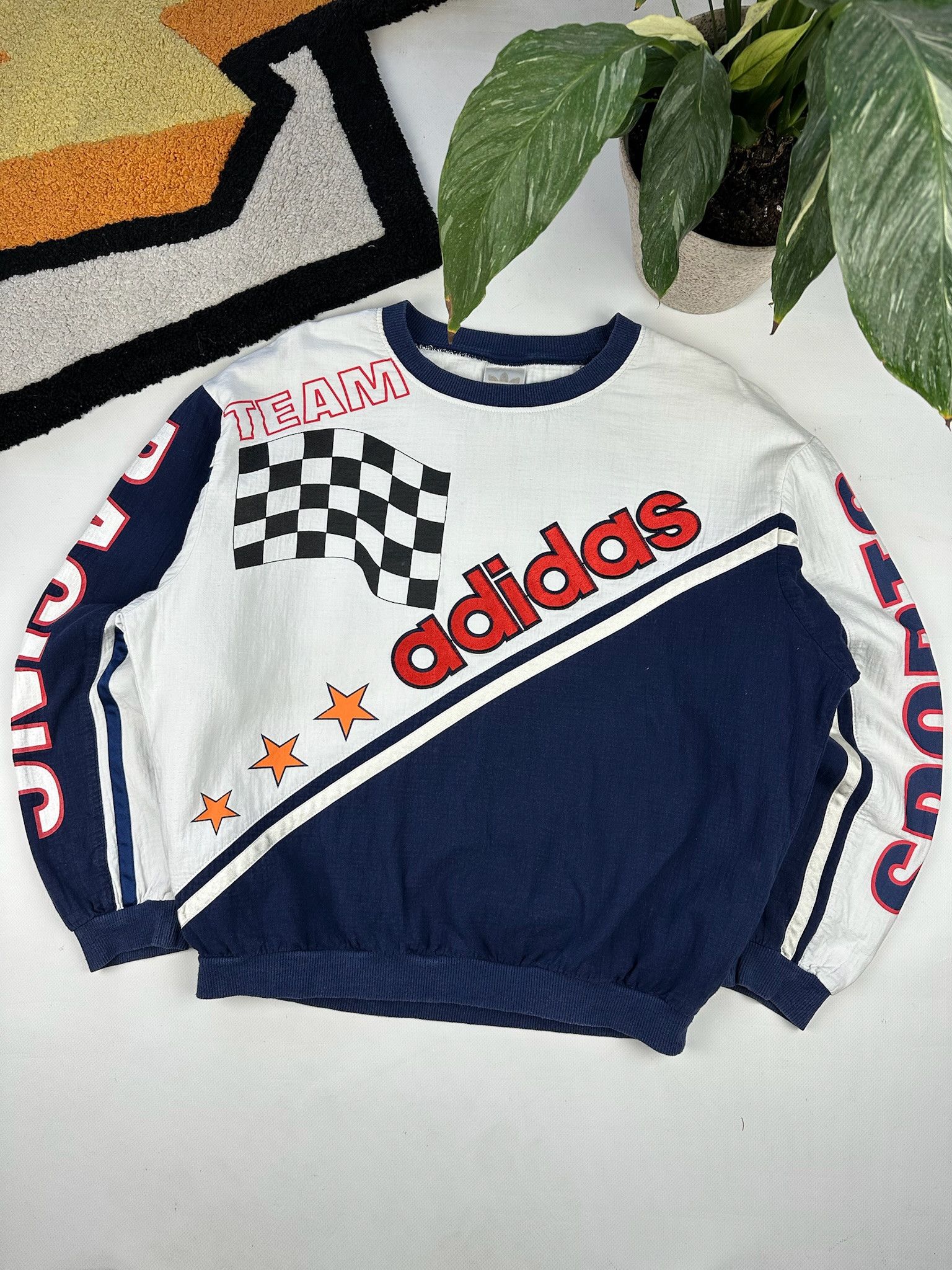 Adidas Vtg 90’ ADIDAS RACING TEAM Originals Sweatshirt Motorsports Size M / US 6-8 / IT 42-44 - 2 Thumbnail