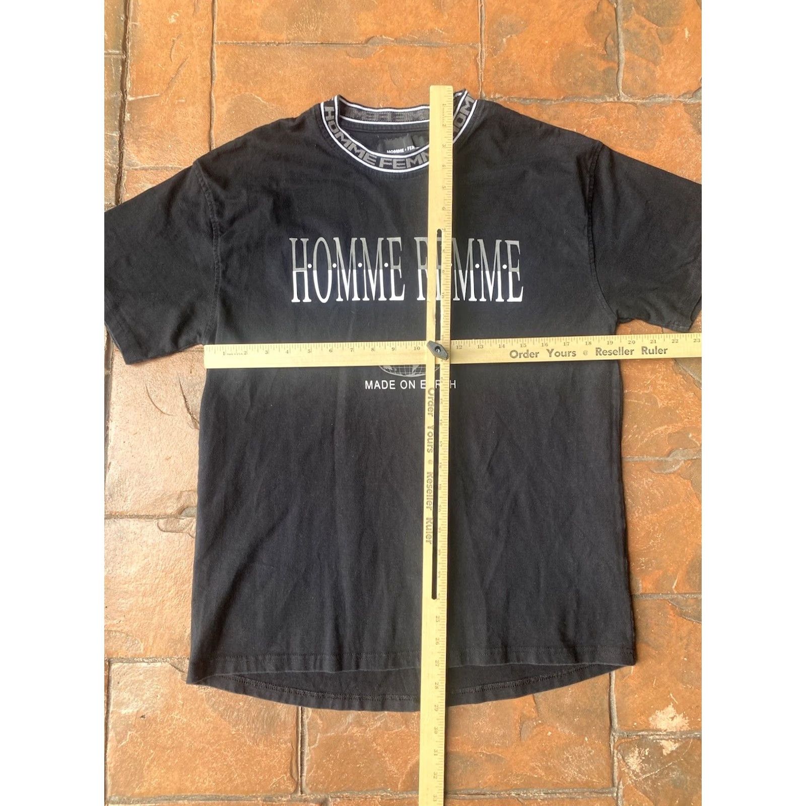 Vintage Homme + Femme Made on Earth T-Shirt Small Black Streetwear Mens XL Short Sleeve Crew Neck Logo Graphic Print Fashion Designer Top Tee Size US XL / EU 56 / 4 - 5 Thumbnail