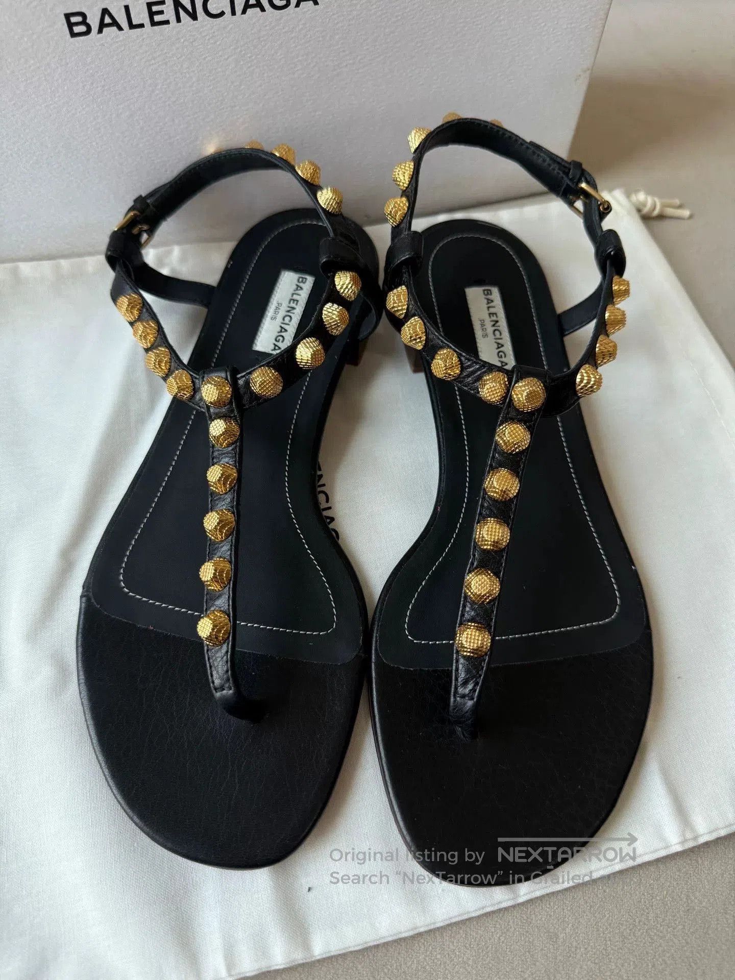 Balenciaga Balenciaga Arena Studded Leather Flat Sandals. Size US 7 / IT 37 - 1 Thumbnail