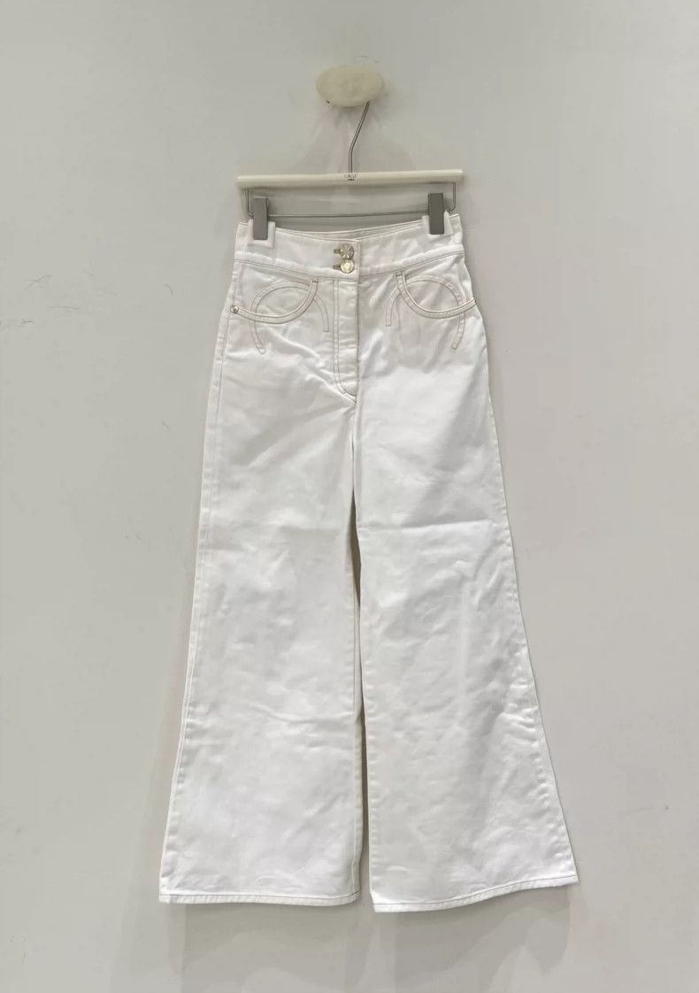 Chanel Chanel White denim wide-leg trousers Size 24" / US 00 / IT 34 - 1 Thumbnail