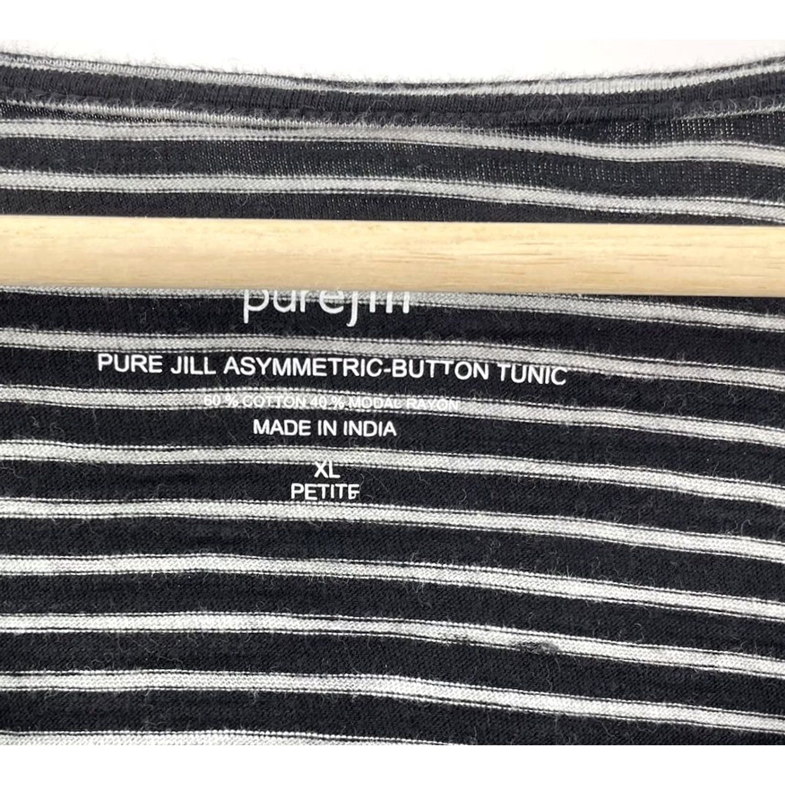 J. Jill J.Jill Pure Jill Striped Asymmetrical Button Tunic Top Black White Petite XL Size XL / US 12-14 / IT 48-50 - 4 Thumbnail