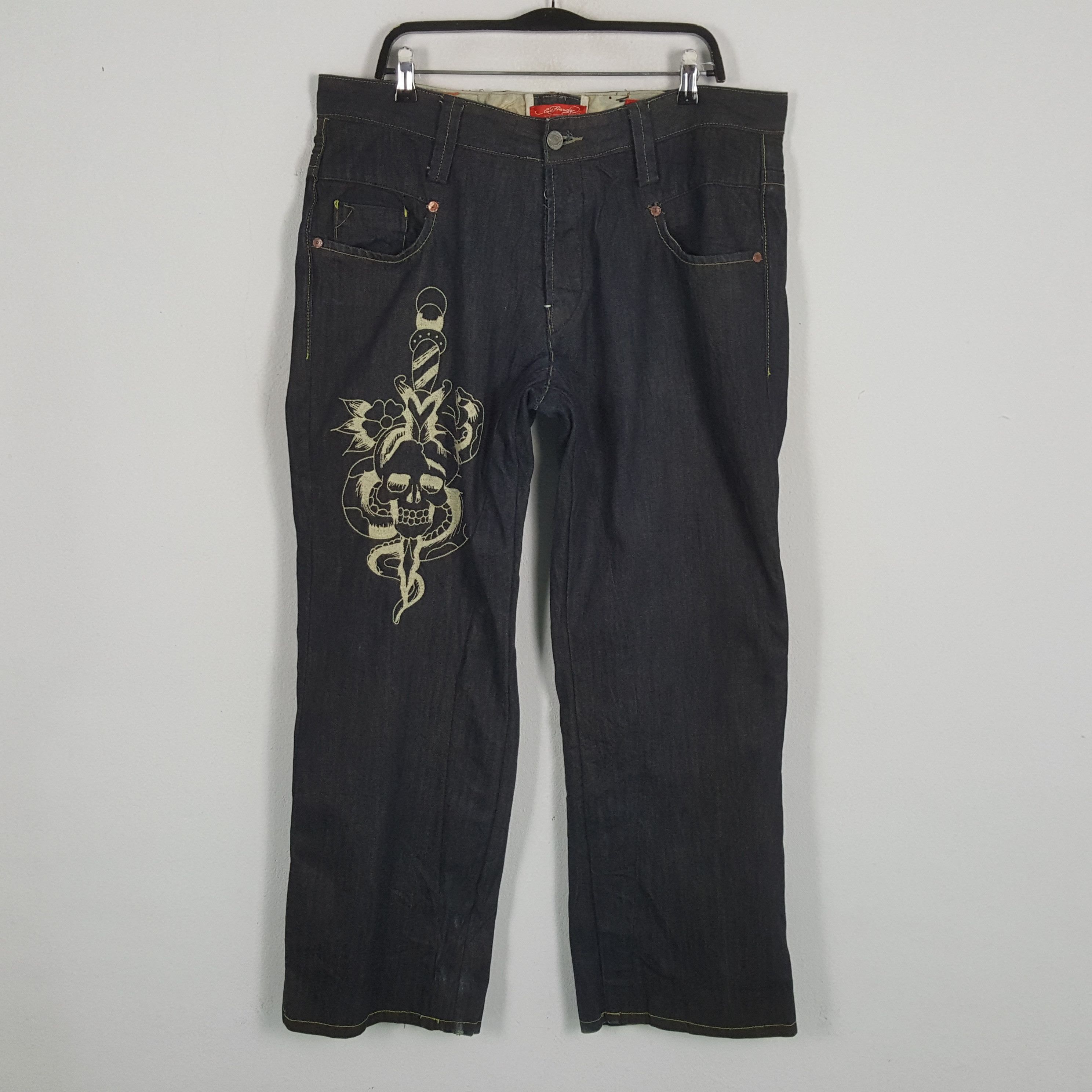 Christian Audigier × Ed Hardy × Vintage ED HARDY Fashion Designer Brand Snake Design Jeans Size US 38 / EU 54 - 4 Thumbnail