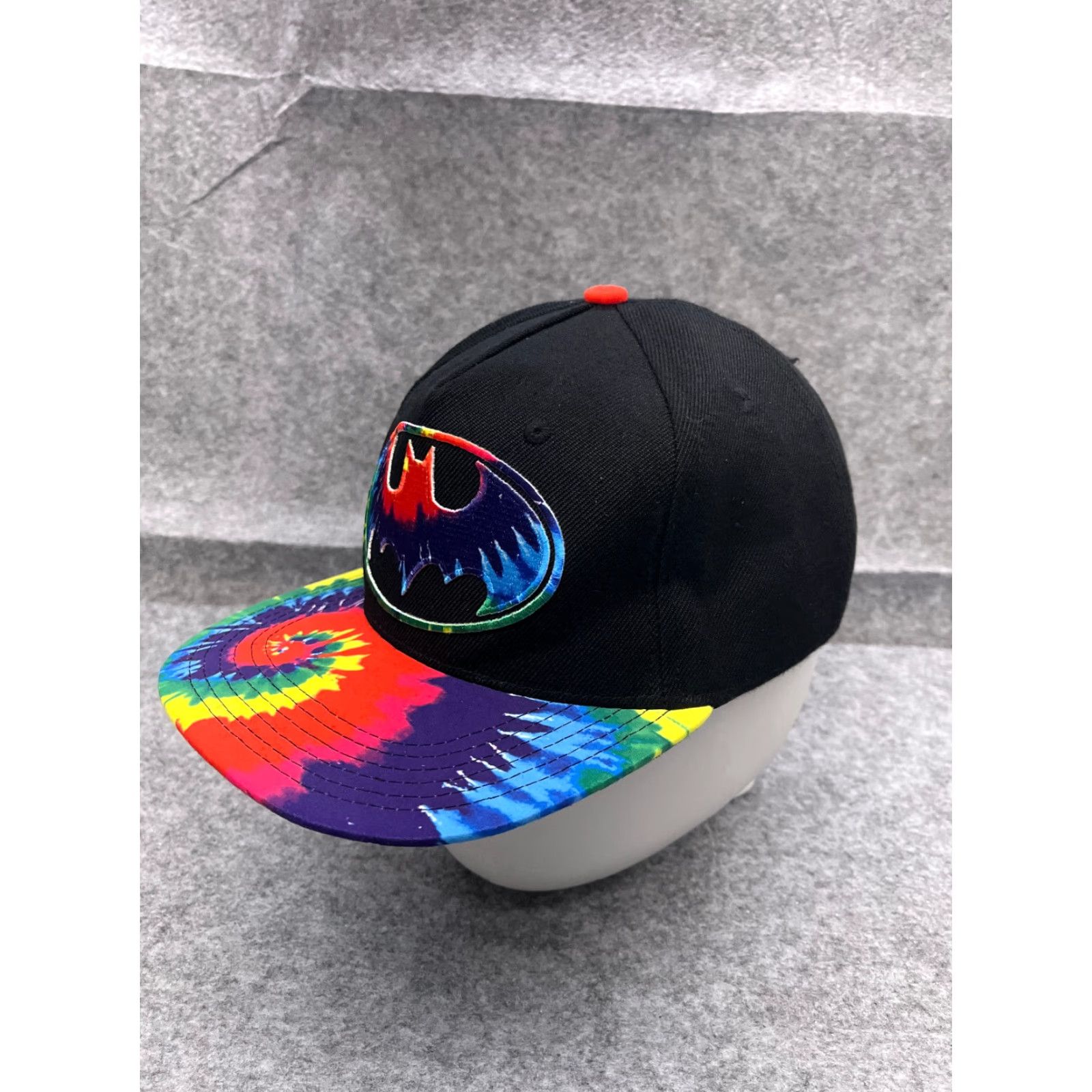 Vintage VINTAGE Batman Six Flags Hat Cap Snap Back Adult One Size Black Tie Dye Cotton Blend Size ONE SIZE - 4 Thumbnail