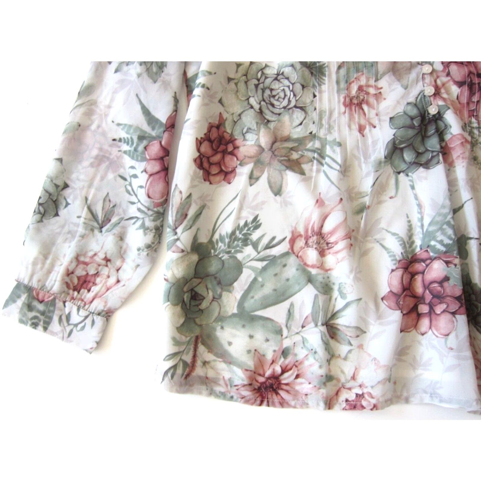 Coldwater Creek Coldwater Creek Blouse Shirt Women's V-Neck Floral Pink Long Sleeve Tunic Large 14 Size L / US 10 / IT 46 - 8 Thumbnail