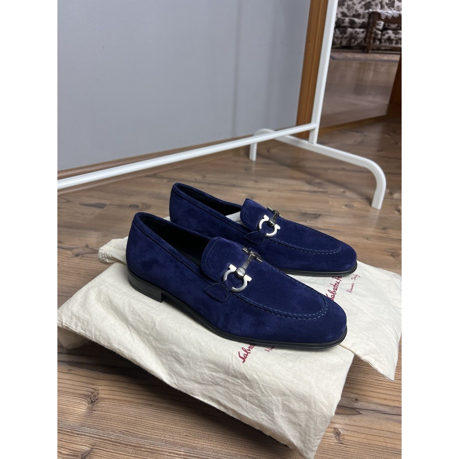 Salvatore Ferragamo NWT Salvatore Ferragamo Men's Blue Flori 2 Suede Loafers Sho Size US 6 / EU 39 - 5 Thumbnail