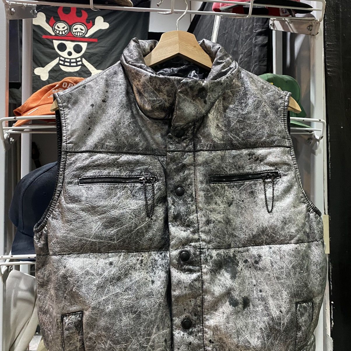 Designer × Duvetica × Izreel  Kazuhiro Takakura IZREEL x DUVETICA Goose Down Silver Leather PVC Puffer Vests Size US S / EU 44-46 / 1 - 4 Thumbnail