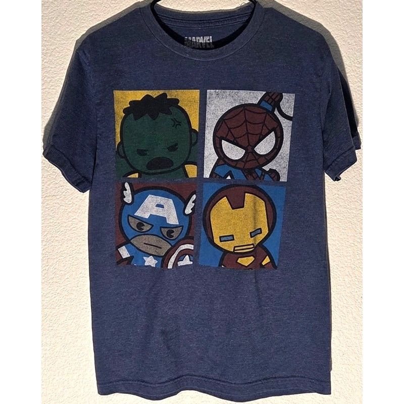 Marvel Comics Marvel Super Heroes Chibi Navy Blue Men's Medium Shirt Size US M / EU 48-50 / 2 - 2 Thumbnail