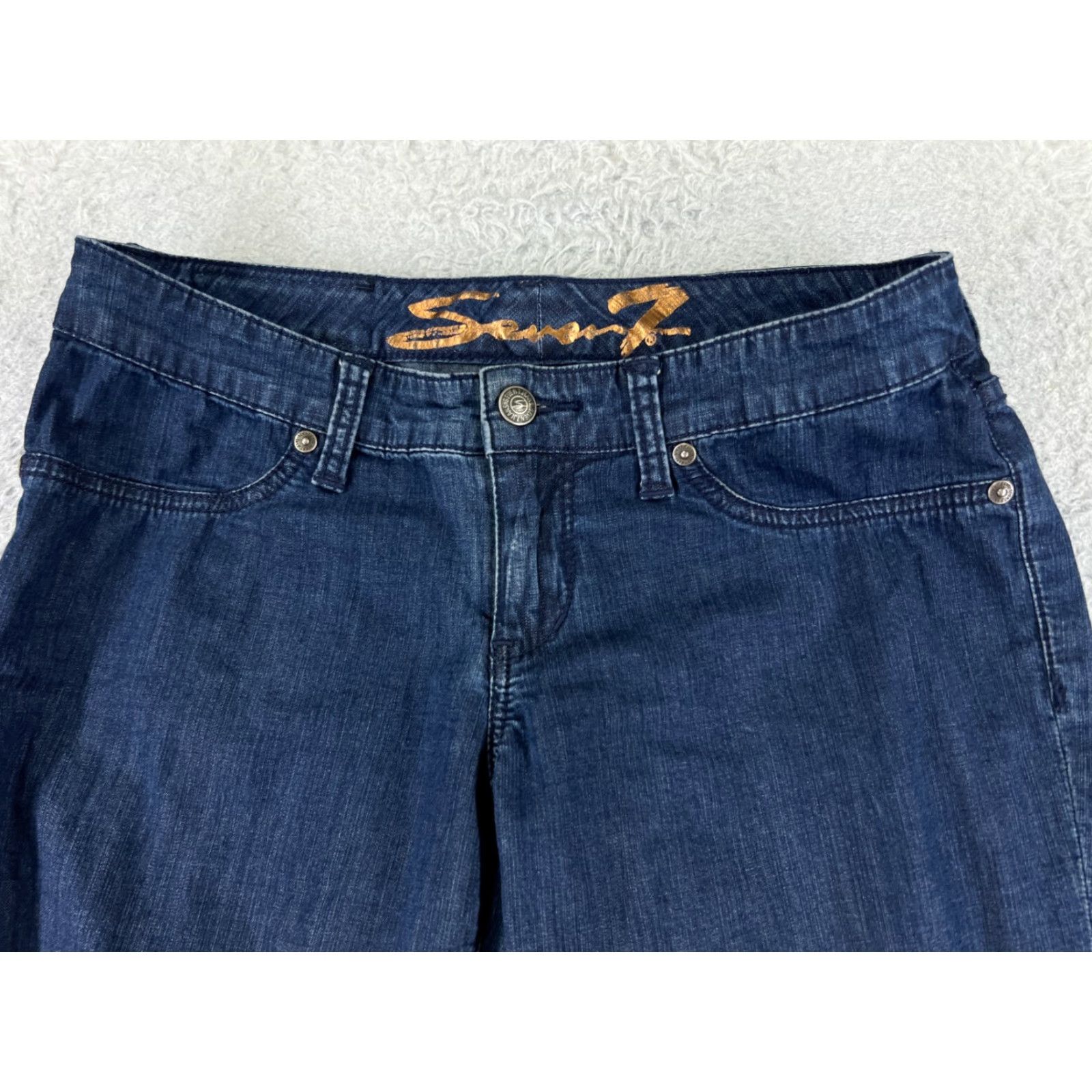 Vintage Vintage Seven7 Women's Skinny Jeans Blue Denim Low Rise 27x28 Dark Wash Fashion Size 27" / US 4 / IT 40 - 4 Thumbnail