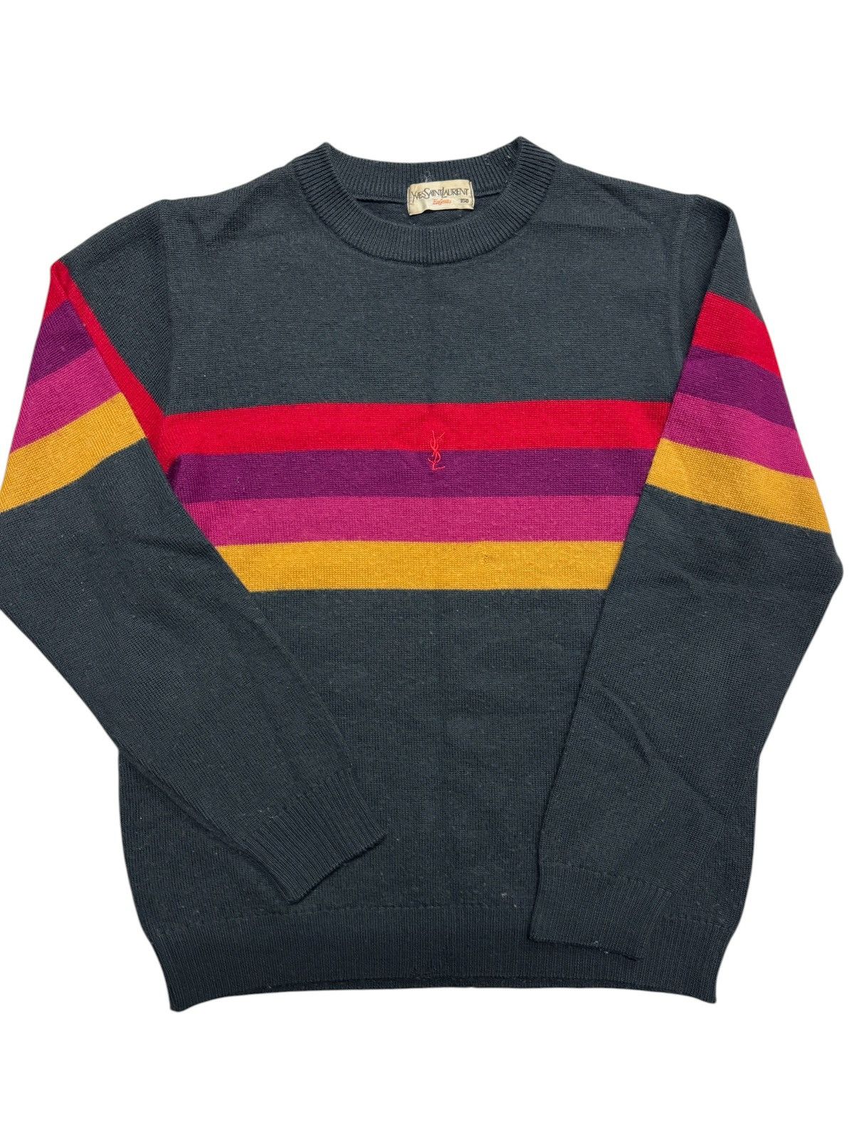 Yves Saint Laurent 💥VTG 90's YVES SAINT LAURENT ENFANTS MULTICOLOR SWEATSHIRT Size US XXS / EU 40 - 1 Thumbnail