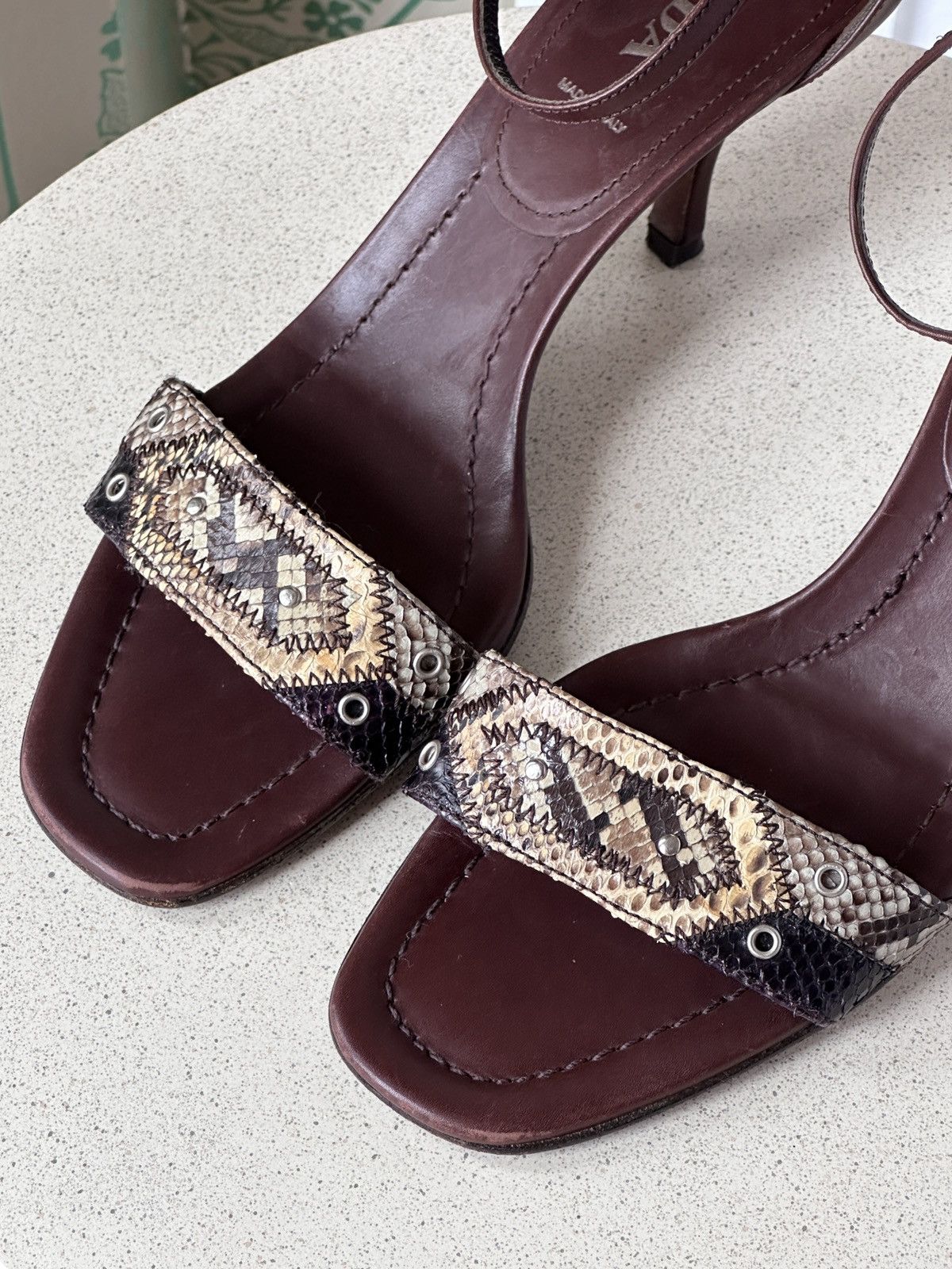 Prada PRADA Kitten Heels Python Leather Brown EU 39 / US 9 Size US 9 / IT 39 - 5 Thumbnail