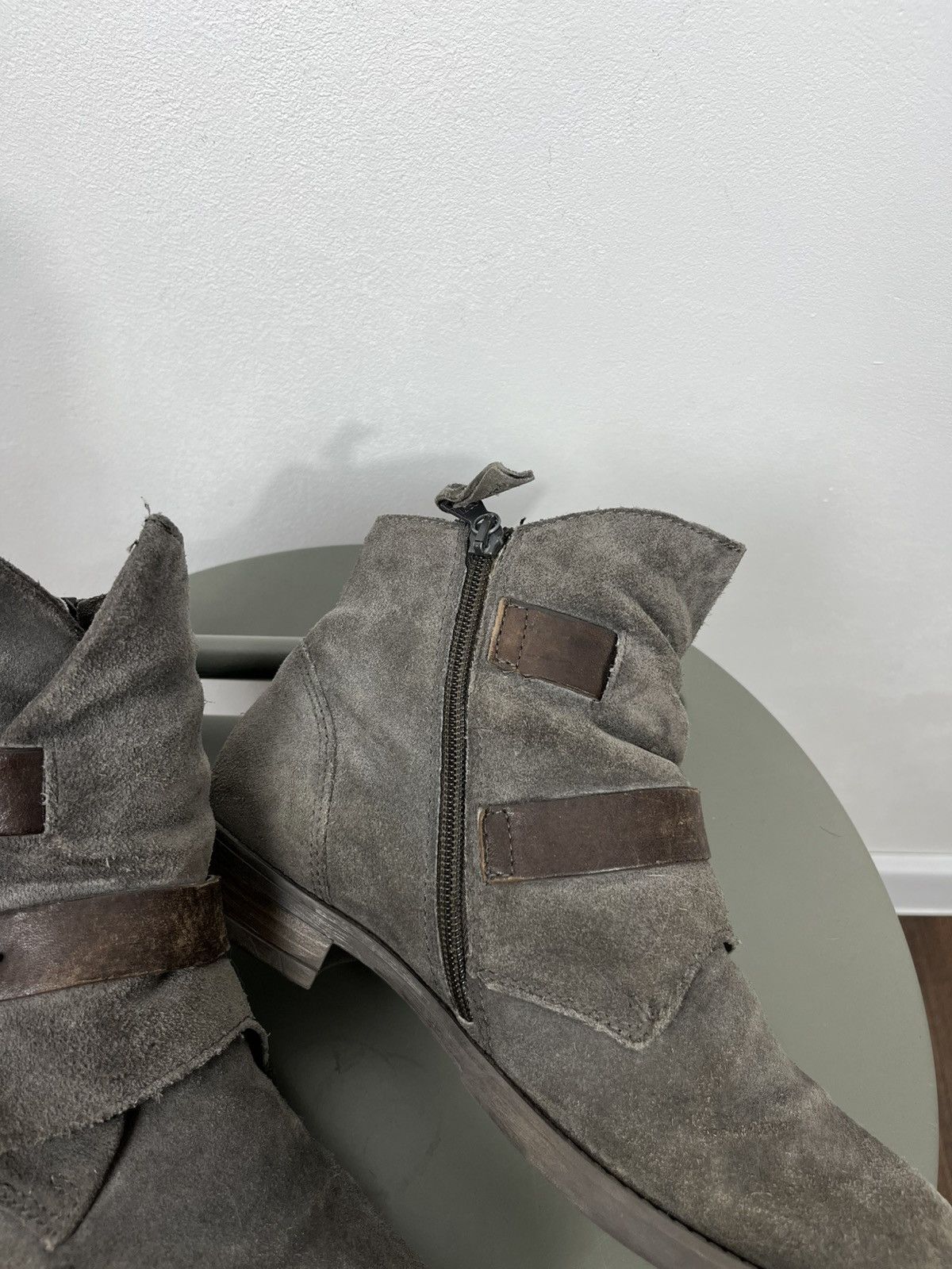 Other Avant Garde Distressed Suede Boots 38 Strap Zip Ankle Shoes Size US 7 / IT 37 - 3 Thumbnail
