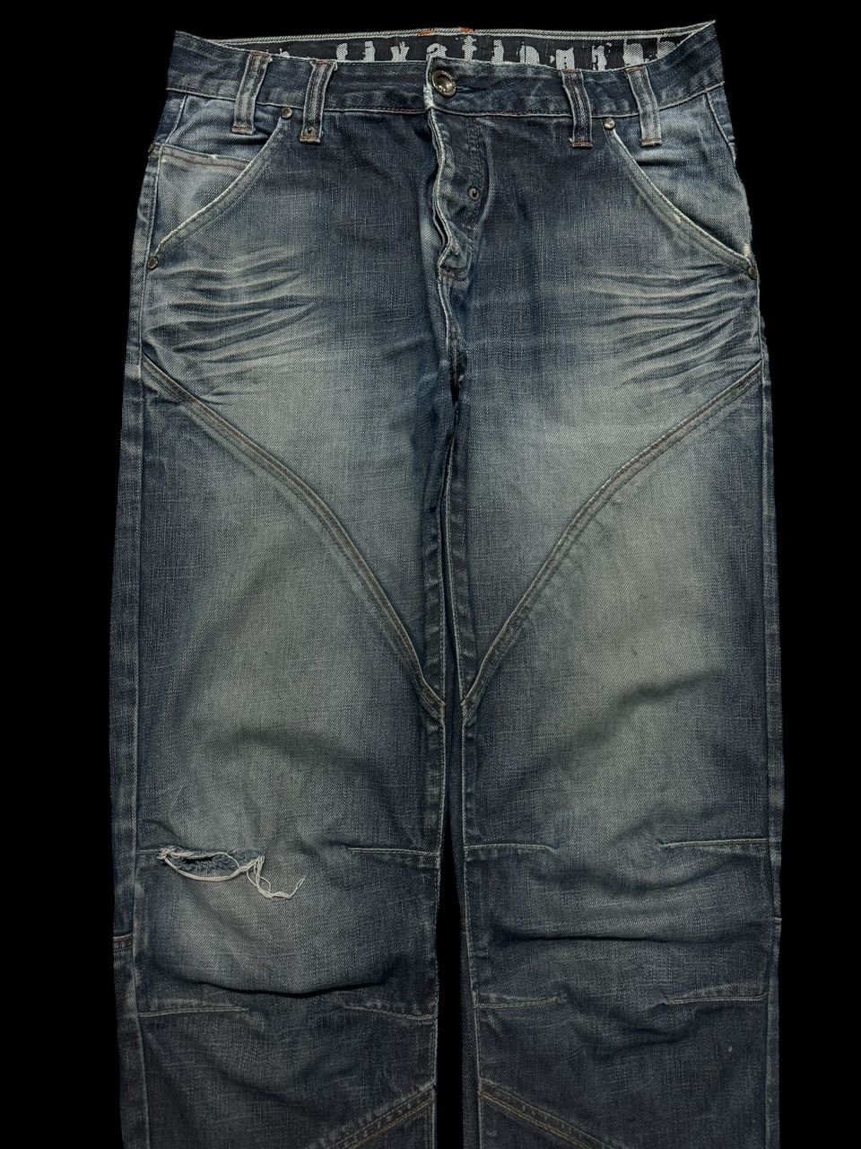 Rusty THRASHED Shine Denim Construction Rusty Blue Distressed Jean Size US 32 / EU 48 - 4 Thumbnail