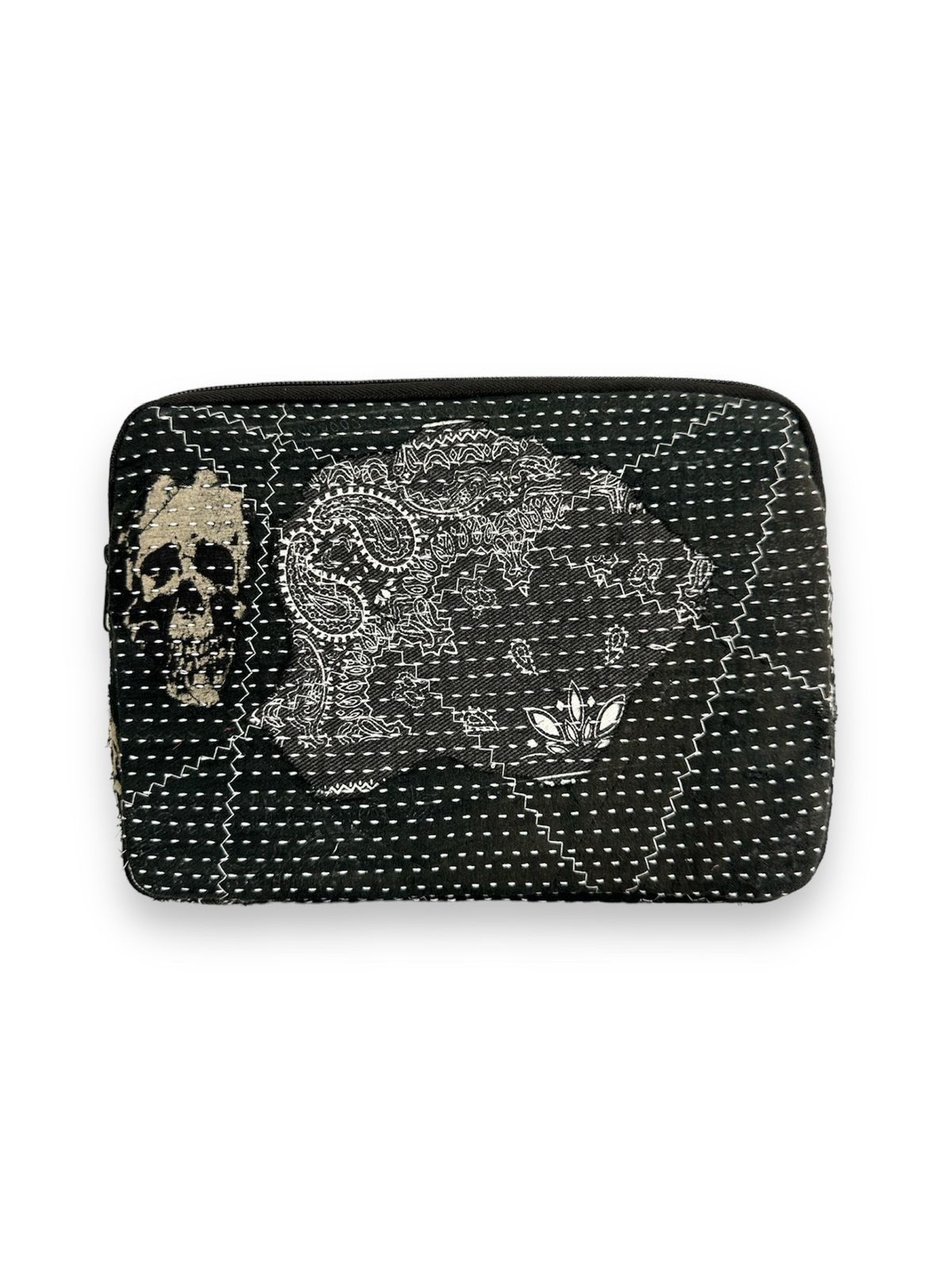 Handmade Custom Made Distressed Paisley Skull Pouch Handbag by Ahado Size ONE SIZE - 2 Thumbnail