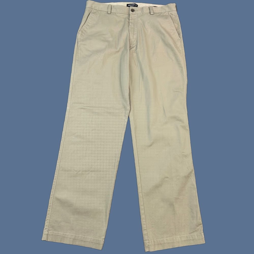 J.Crew J Crew Mercantile Flex Pants Mens 35x34 35x33 Beige Flat Front Chino Relaxed Size US 35 - 1 Thumbnail
