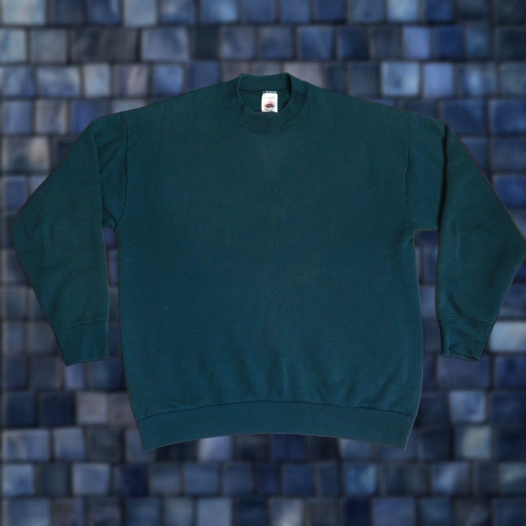 Fruit Of The Loom VTG Fruit of the Loom Sweatshirt 50/50 Pullover Green Crew Neck Unisex Adults L 80s 90s Vintage Forest Cotton Blend Size US L / EU 52-54 / 3 - 1 Thumbnail