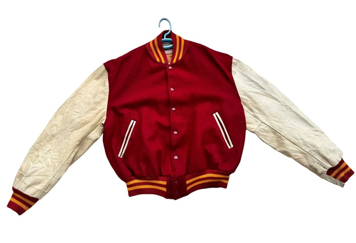 Golden Bear ⚡️⚡️Vintage Golden Bear Varsity Leather Sleeve Jacket Size US XL / EU 56 / 4 - 14 Thumbnail
