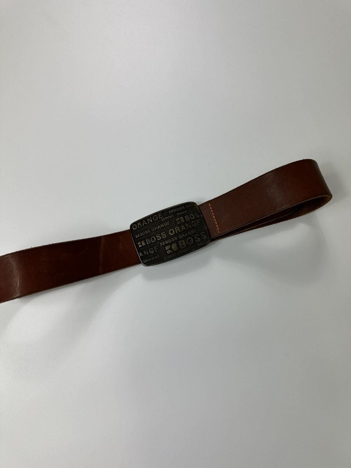 Hugo Boss Hugo Boss Orange Cow Leather Belt Big Metal Buckle Size ONE SIZE - 3 Thumbnail