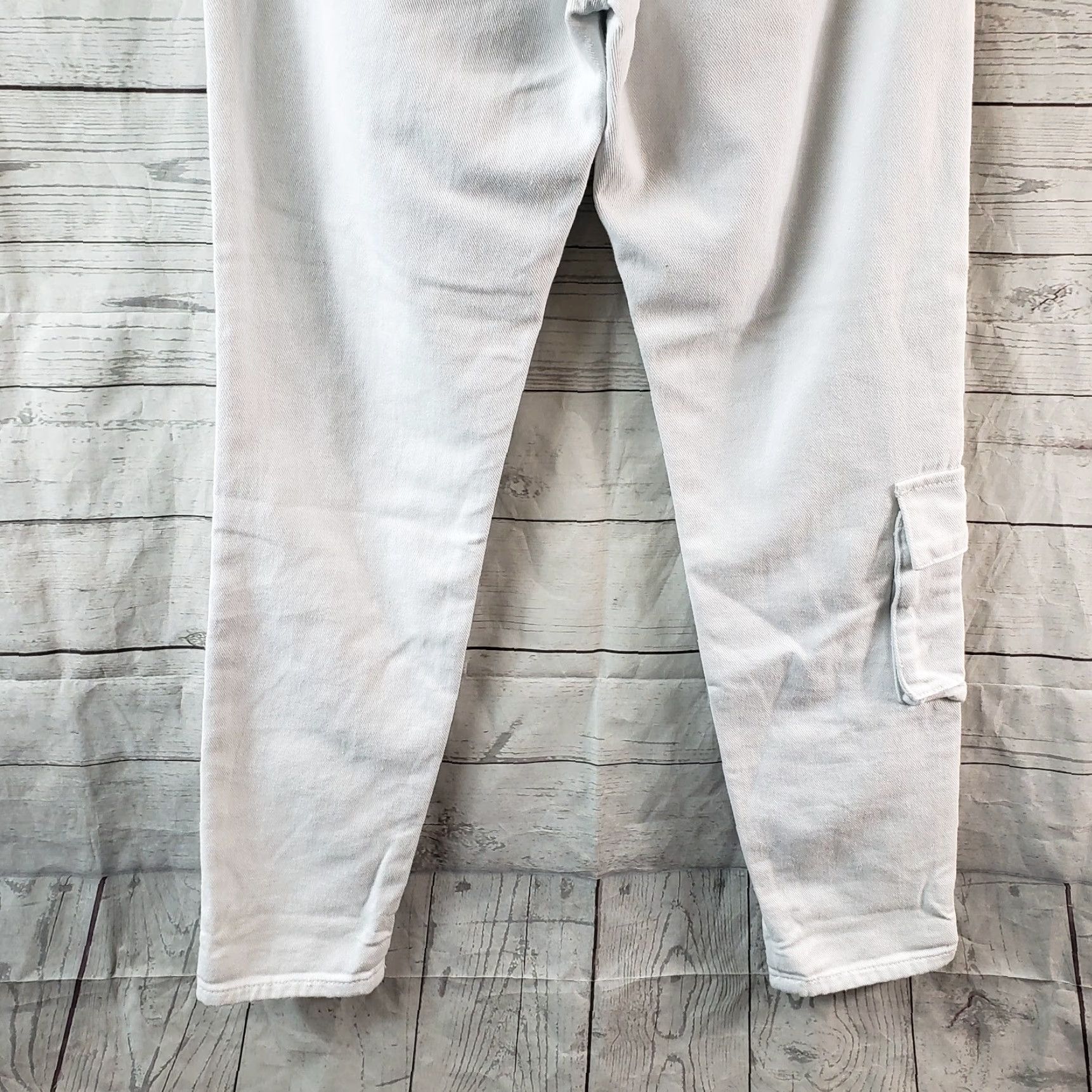 Vintage Kancan Womens High Rise Jeans Sz 24 White Distressed Cargo Pocket Denim 29.5in Inseam Womens Size 42" / US 20 - 5 Thumbnail