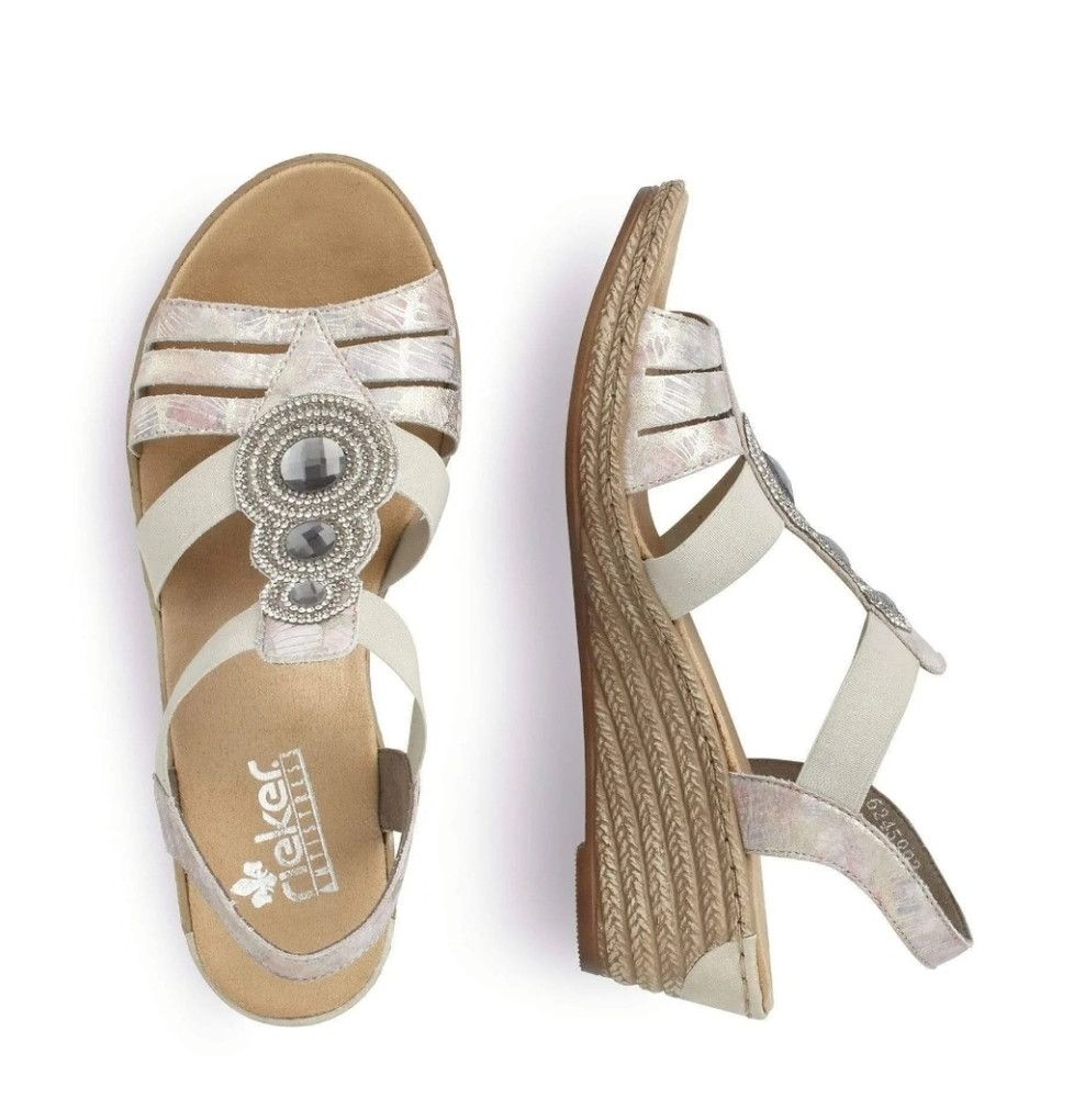 Rieker RIEKER | Women's Fanni 59 Sandals Espadrilles Wedges Pink S Size US 10 / IT 40 - 2 Thumbnail