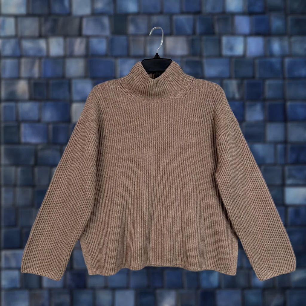 Gap Gap Sweater Womens Medium Beige Mock Neck Chunky Knit Pullover Shirt/Top (M) Ladies Casual Knit Ribbed Long Sleeve Regular Fit Beige Size M / US 6-8 / IT 42-44 - 1 Thumbnail