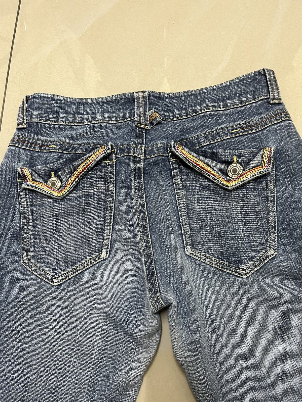 Japanese Brand Flare Jeans rainbow pocket denim distressed low rise Size US 28 / EU 44 - 2 Thumbnail