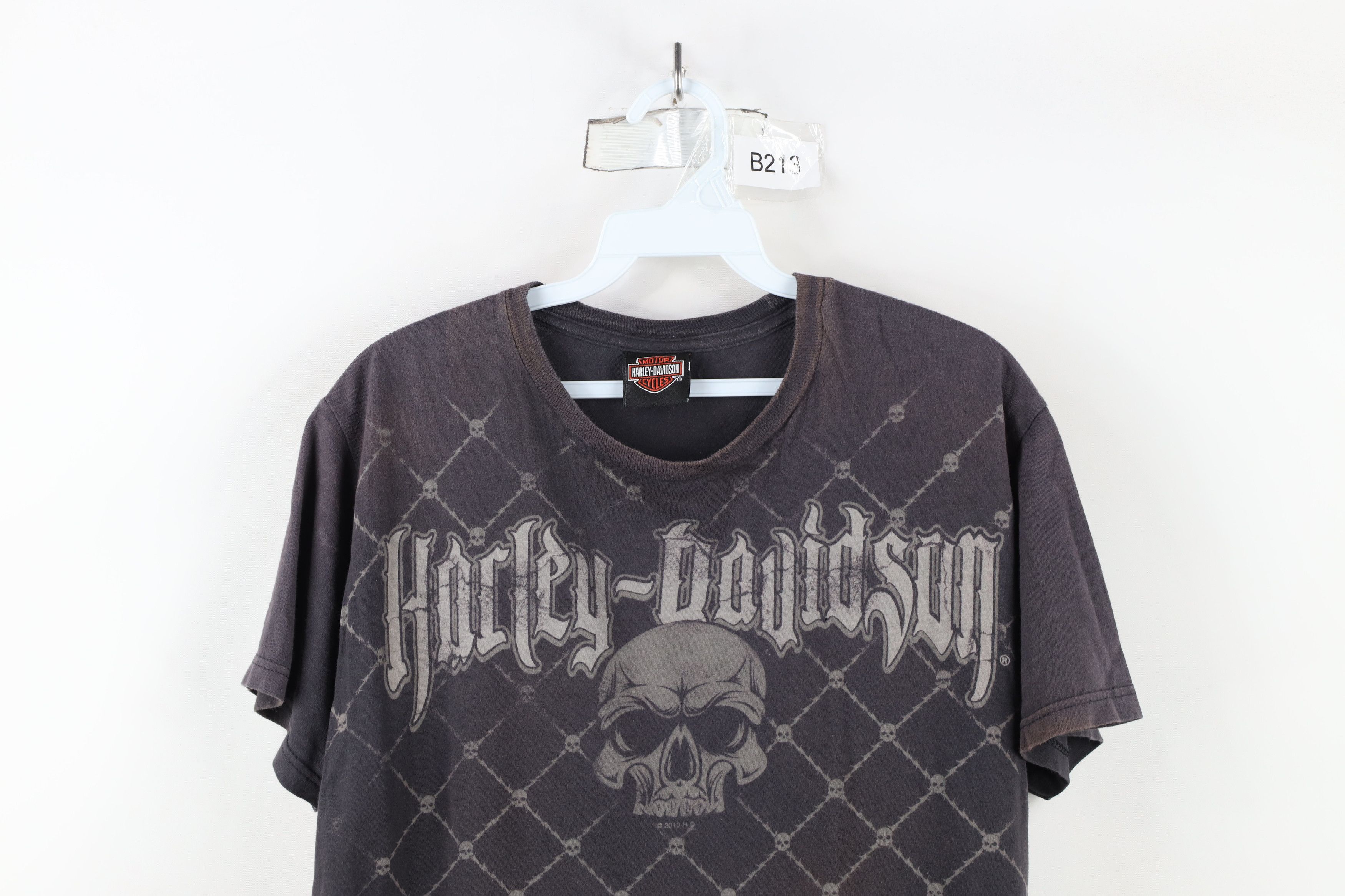 Harley Davidson × Vintage Vintage Y2K Harley Davidson Tribal Skull Barbwire T-Shirt Size US L / EU 52-54 / 3 - 2 Thumbnail