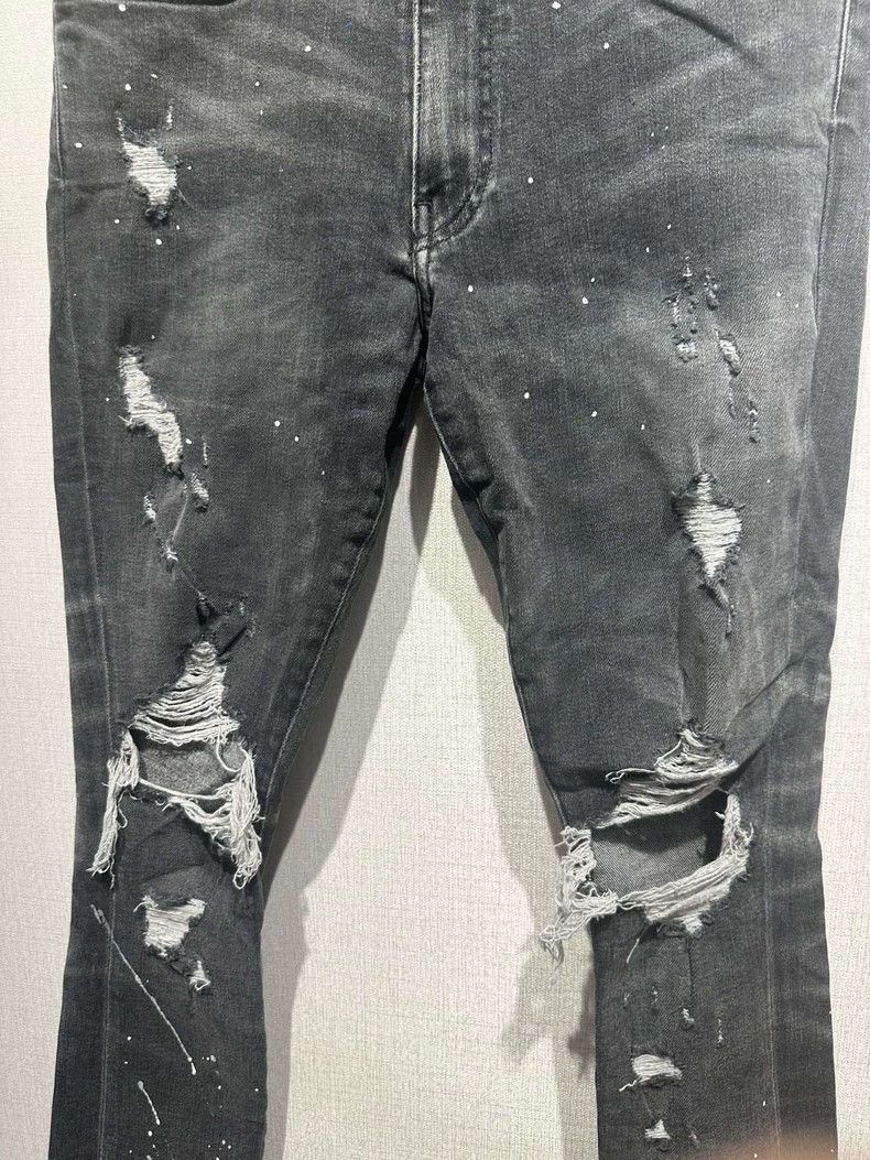 Amiri Amiri Grey Double Knee Hole Spotted Jeans Size US 31 - 3 Thumbnail