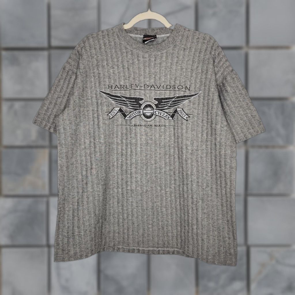 Harley Davidson VINTAGE Harley Davidson Kutter Wisconsin Eagle Double Sided Biker HD Stripe Gray XL Men Shirt Size US XL / EU 56 / 4 - 1 Thumbnail