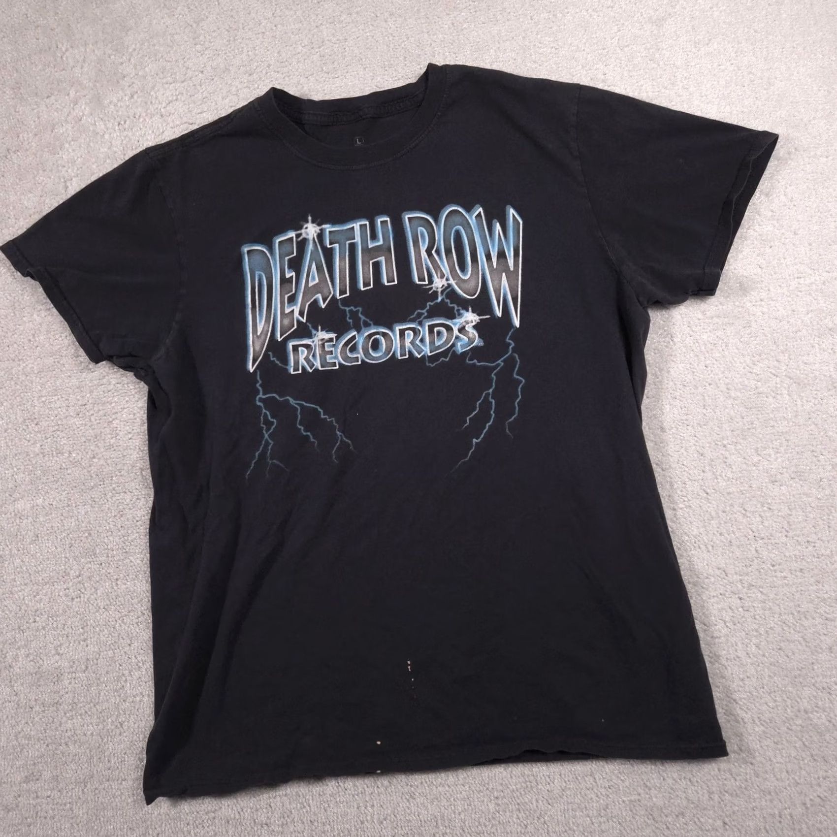 Logo 7 VINTAGE Death Row Records Shirt Mens Large Black Lightning Logo Graphic Tee Rap Hip Hop Size US L / EU 52-54 / 3 - 2 Thumbnail