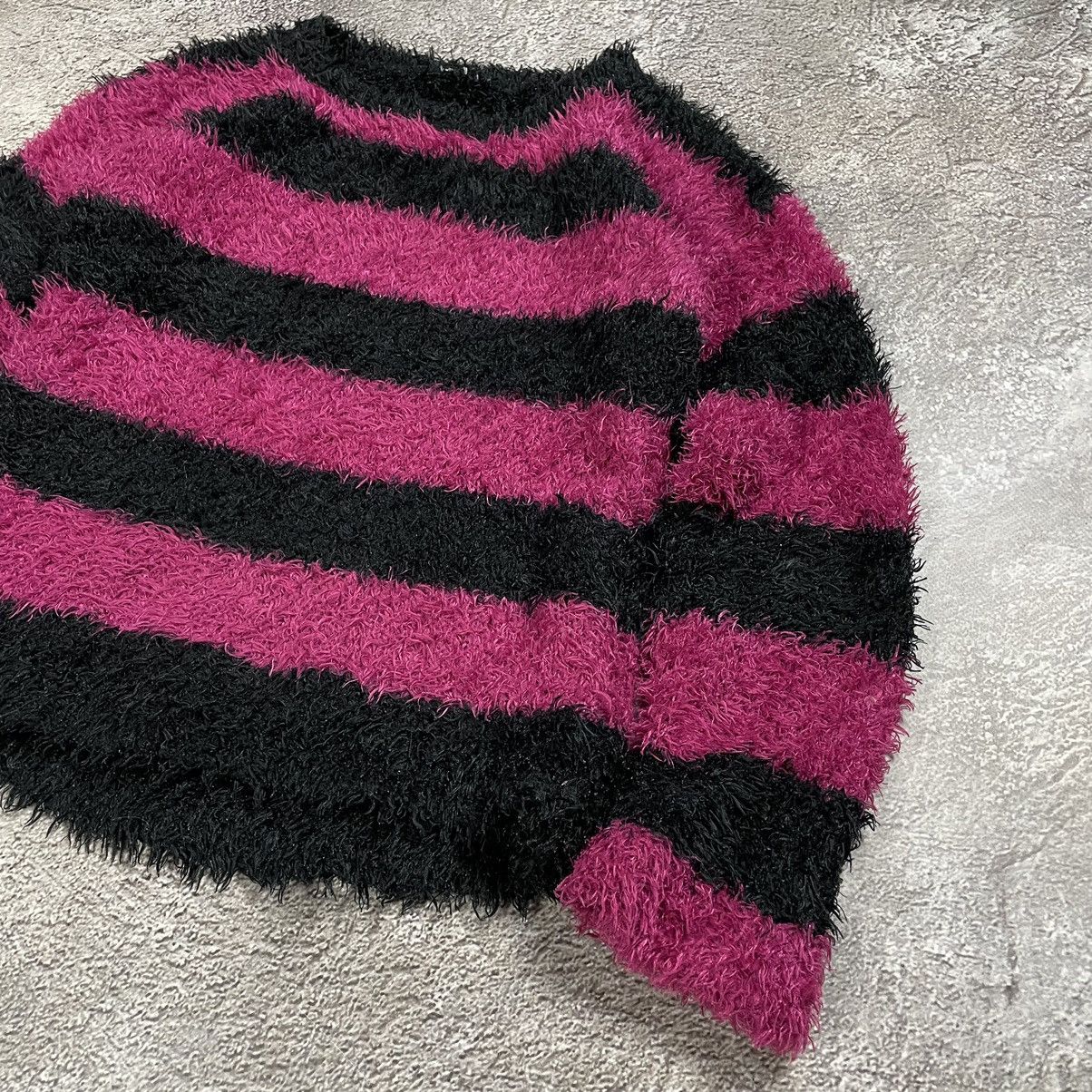 Vintage Vintage 90s Striped Fuzzy Sweater Pink Black Grunge Boxy XS Size XS / US 0-2 / IT 36-38 - 3 Thumbnail