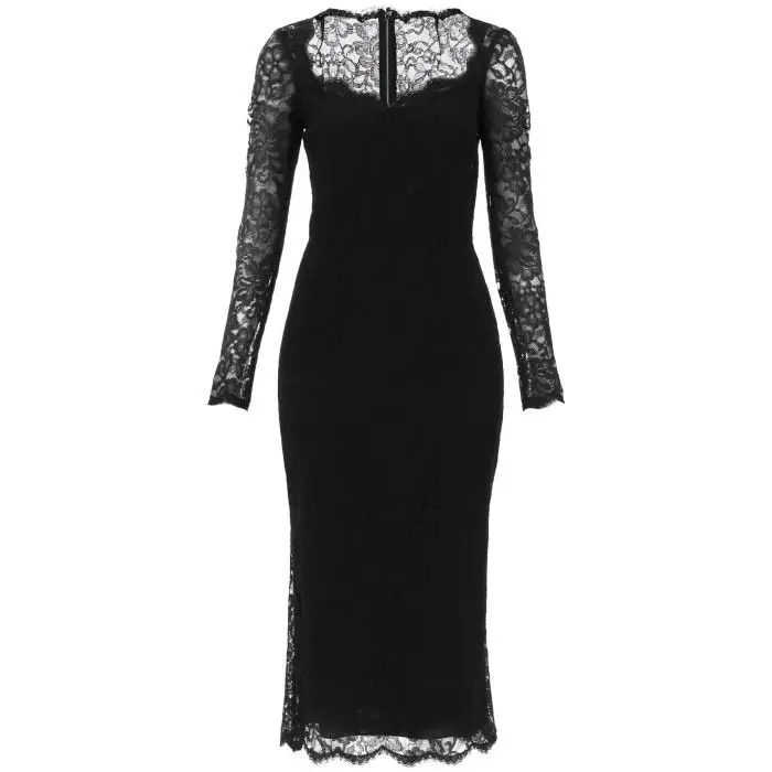image of Dolce Gabbana O1S22I1N0424 Floral Midi Dress In Black, Women's (Size Medium)