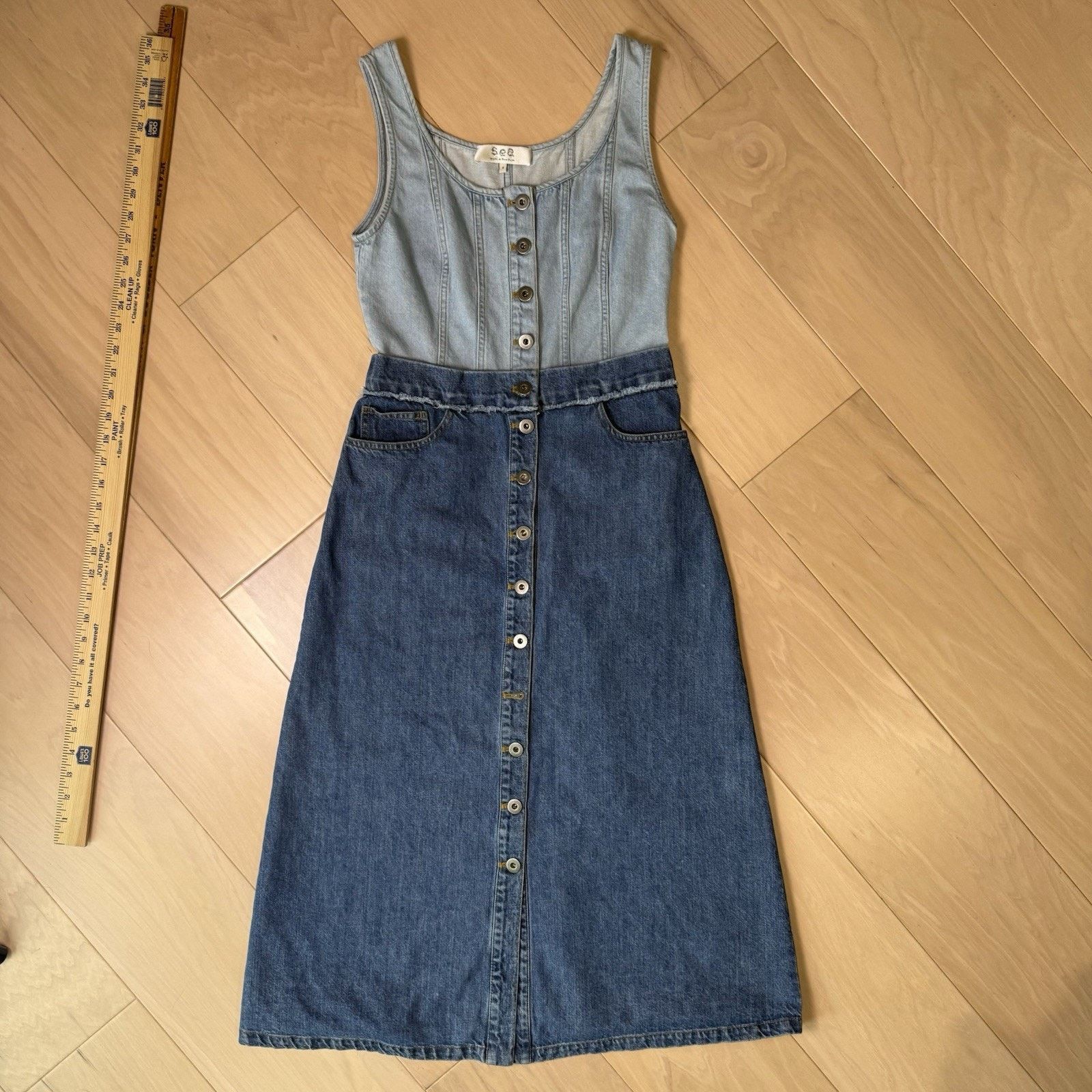 Other Sea New York Denim Dress Women's 4 Blue Sleeveless Sumer Size S / US 4 / IT 40 - 2 Thumbnail