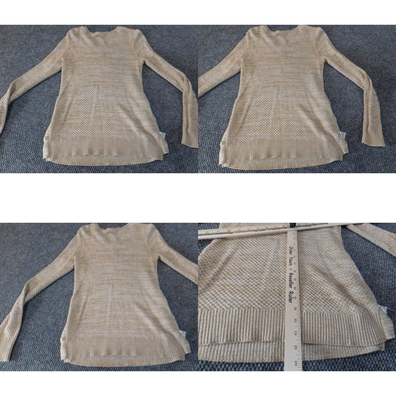 Ann Taylor Ann Taylor Womens Sweater XS Beige Crew Neck Pullover Knit Rib Pattern Stretch Regular Size S Stool Size S / US 4 / IT 40 - 8 Thumbnail