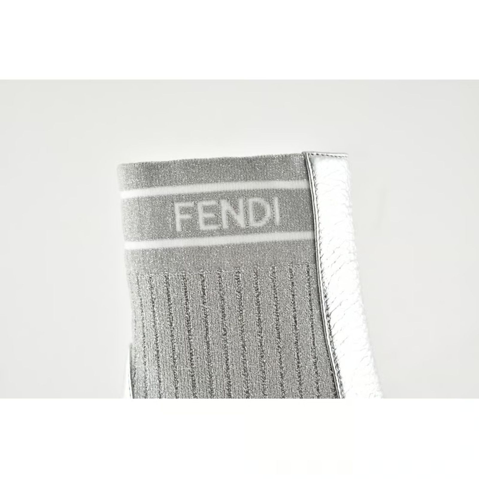 Fendi Fendi Rockoko Silver Scuba Stretch FF Logo Knit Sock Ankle Size US 6 / IT 36 - 5 Thumbnail