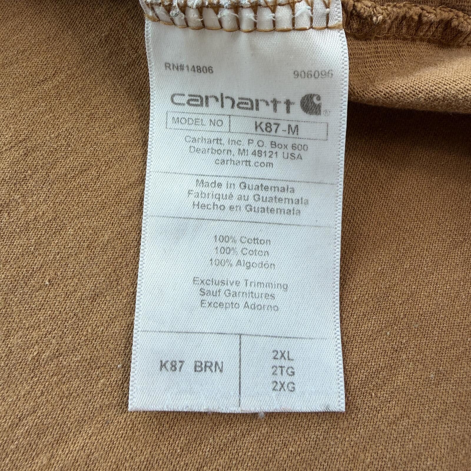Carhartt Carhartt K87 Brown Pocket T Shirt Loose Fit Work Tee 2XL Size US XXL / EU 58 / 5 - 6 Thumbnail