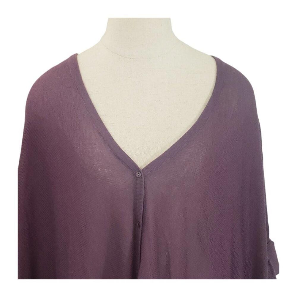 Designer CT1987 Garnet Hill Purple Ruffle Trim Cashmere Sweater M Size M / US 6-8 / IT 42-44 - 2 Thumbnail