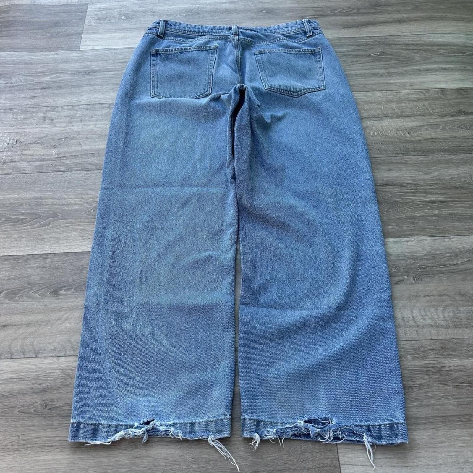 Southpole Vintage y2k Baggy Wide Leg Denim Jeans size 34/30 lightwash Size US 34 / EU 50 - 3 Thumbnail
