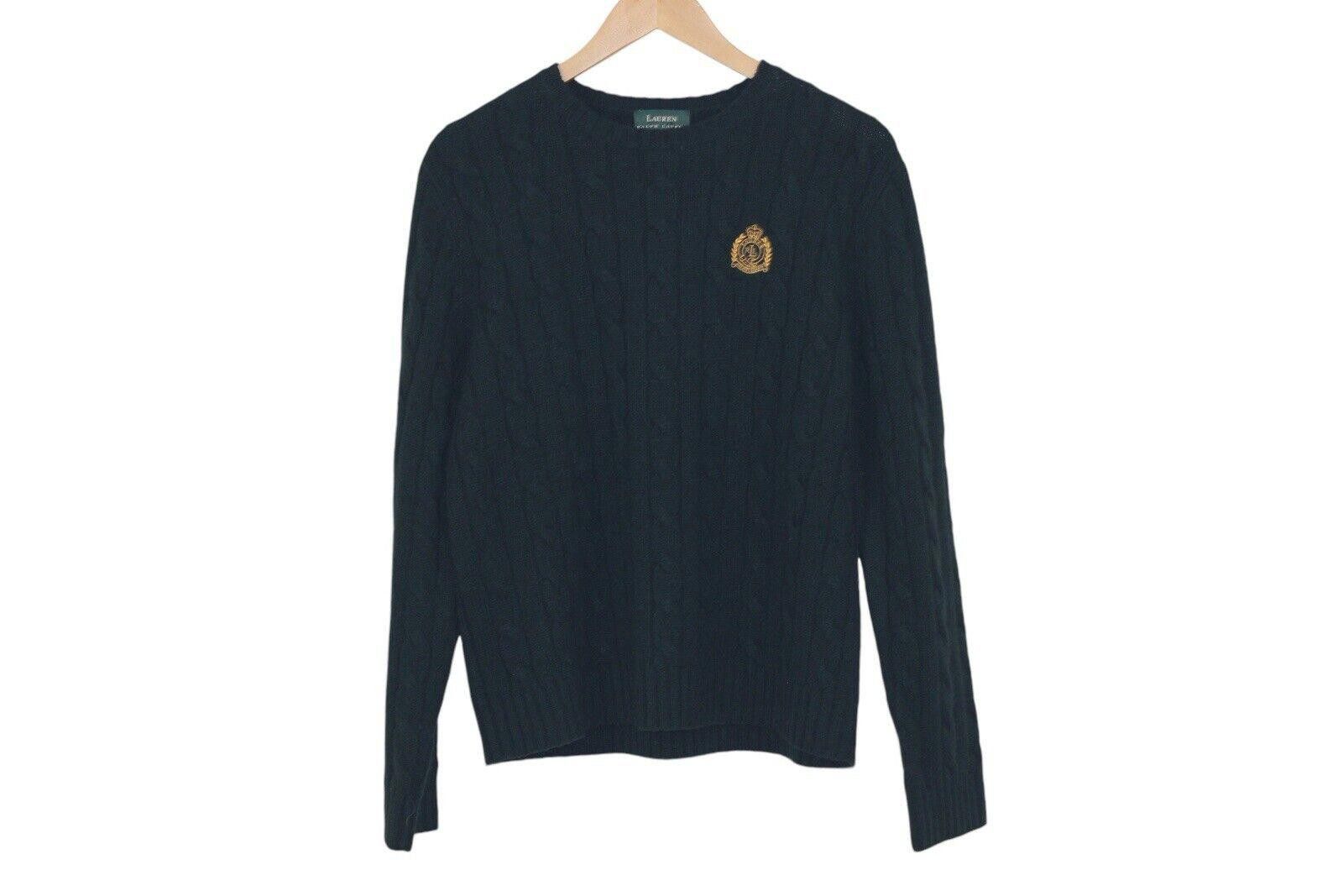 Designer Ralph Lauren Cable Knit Sweater Green Label L Lambs Wool Size L / US 10 / IT 46 - 1 Thumbnail