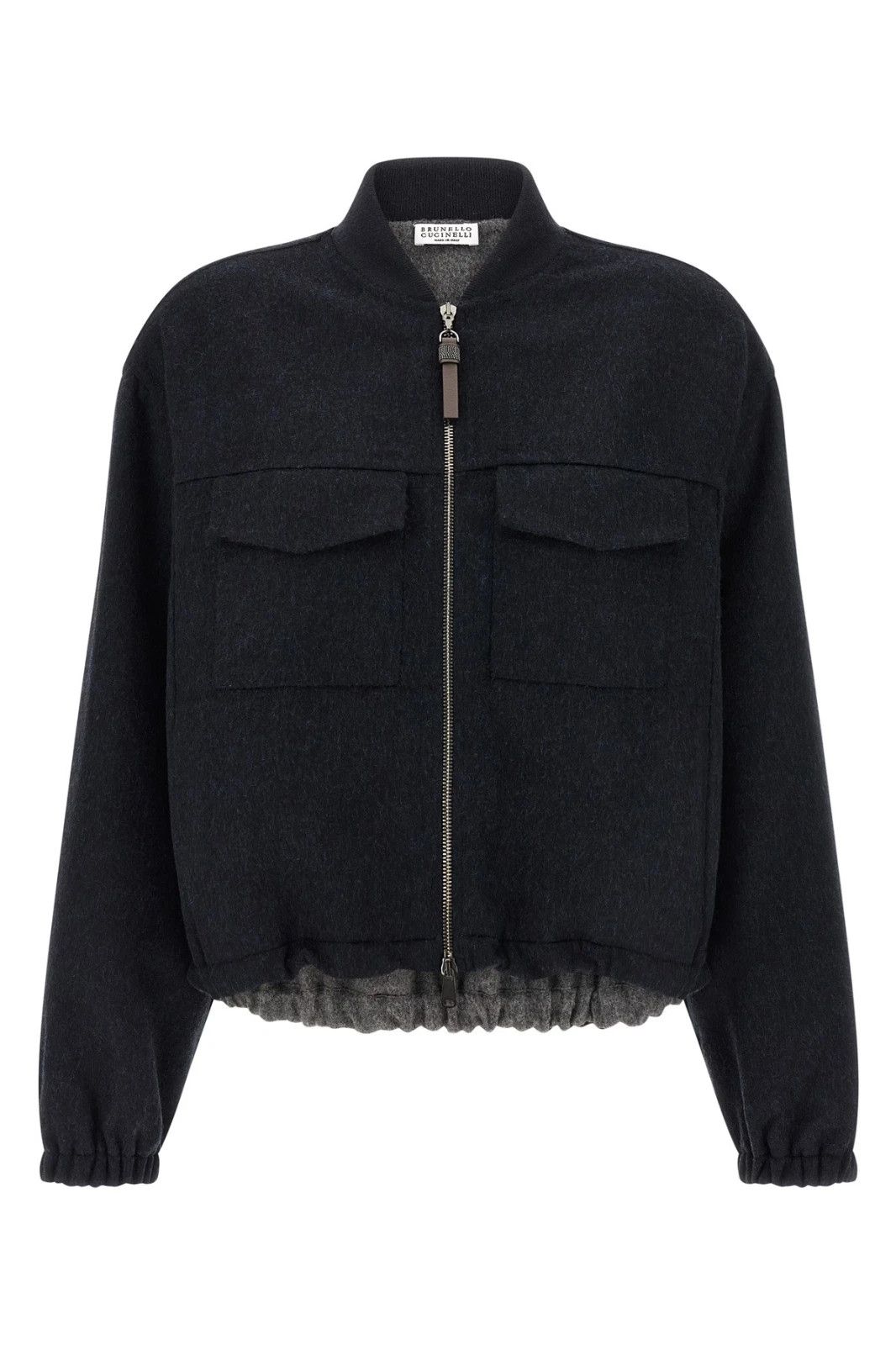 Brunello Cucinelli BRUNELLO CUCINELLI Blue Wool Bomber Jacket New & Authentic Size XS / US 0-2 / IT 36-38 - 1 Thumbnail