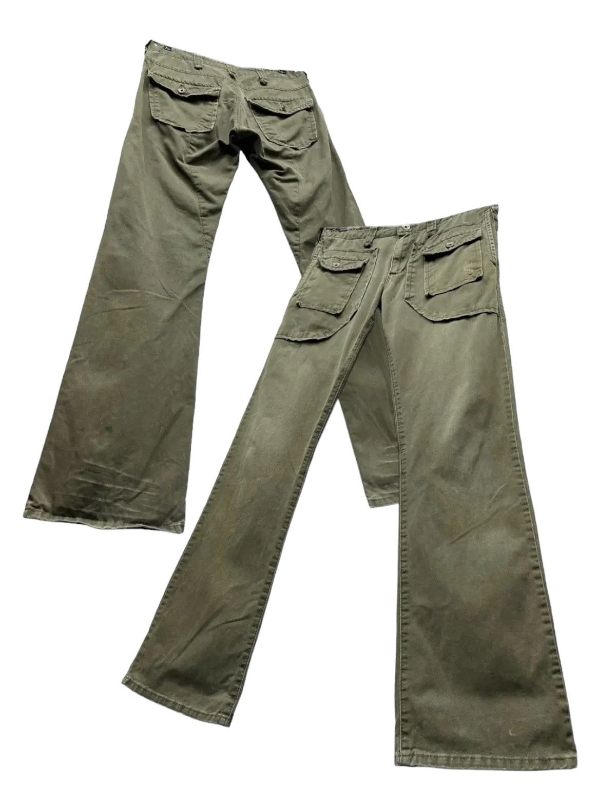 Edwin Vtg EDWIN 505 KHAKI Bush Pants Natural Distressed Flare💥 Size US 30 / EU 46 - 1 Thumbnail