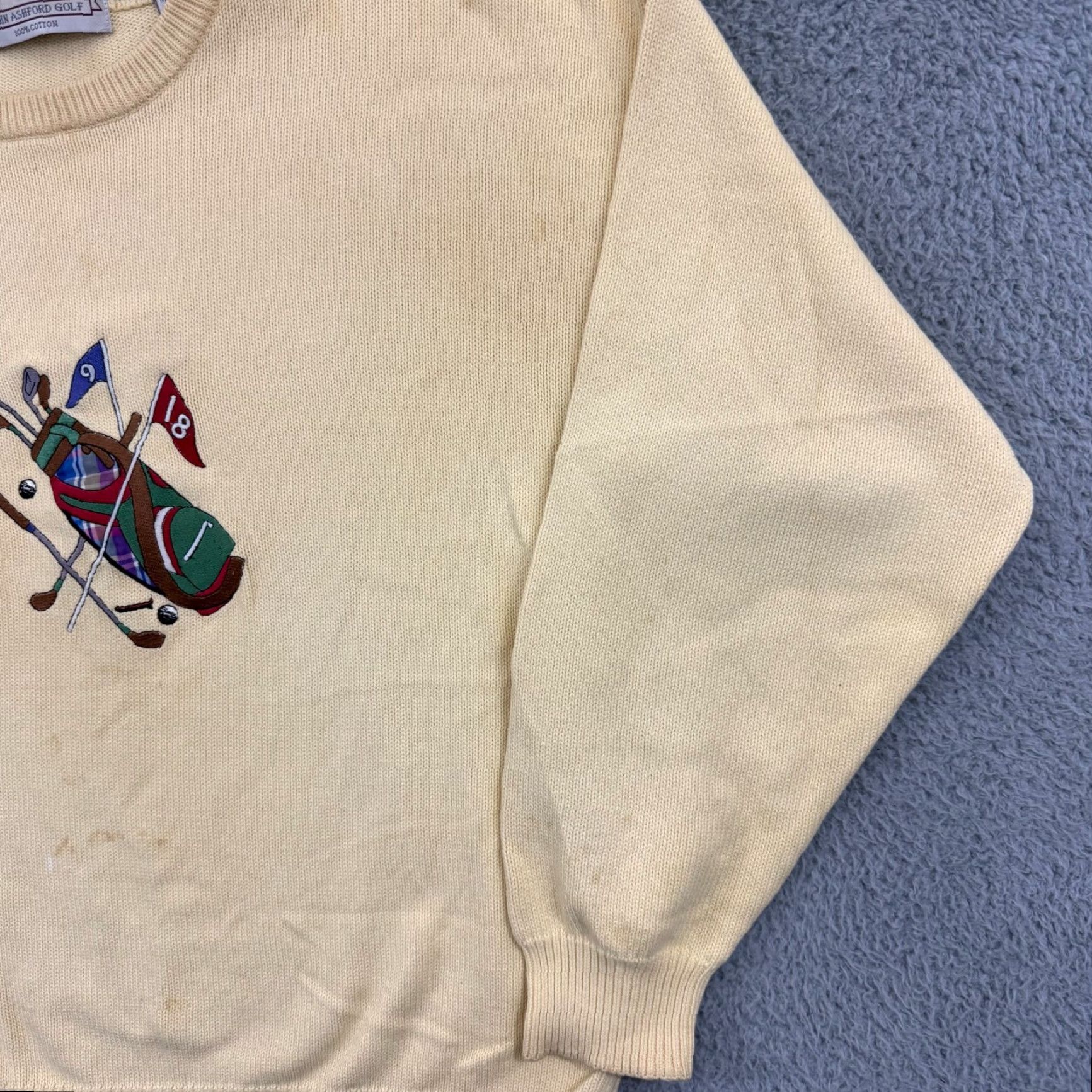 Vintage VINTAGE John Ashford Sweater Mens L Golf Sport 90s Pullover Knit Long Sleeve Yellow Size US L / EU 52-54 / 3 - 5 Thumbnail