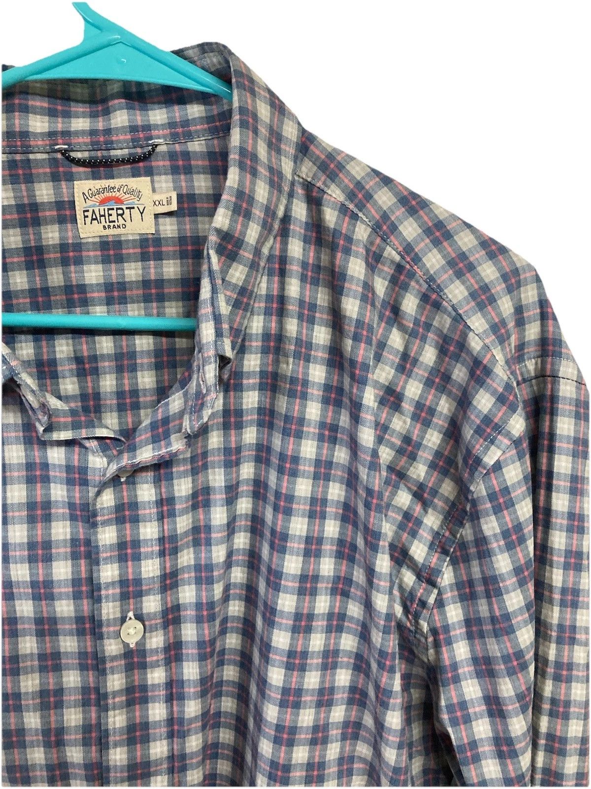Faherty Faherty Movement Shirt Plaid Blue LS Cotton Nylon Blend XXL Size US XXL / EU 58 / 5 - 1 Thumbnail